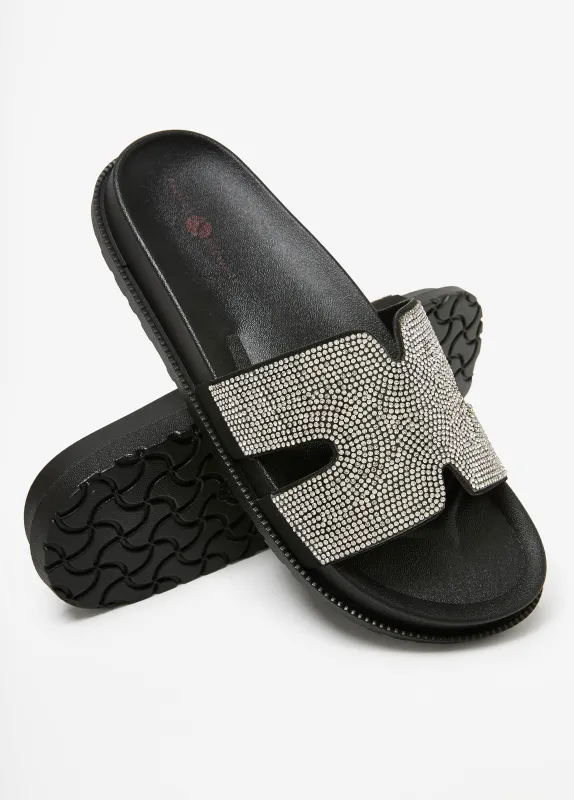 Crystal Cutout Slide Sandals made by Ashley Stewart