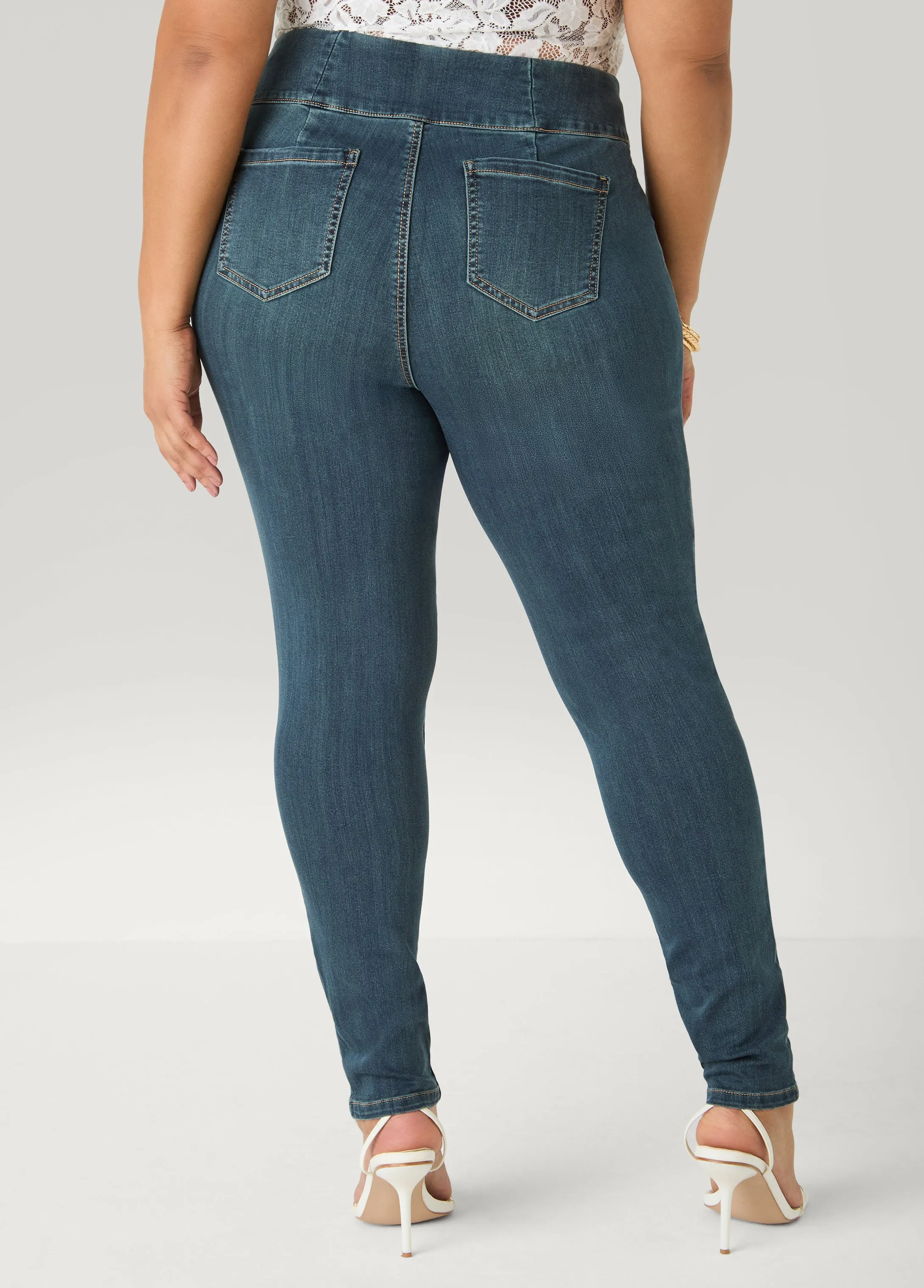 Pintucked Lace Up Jeans sold by Ashley Stewart product image thumbnail 2