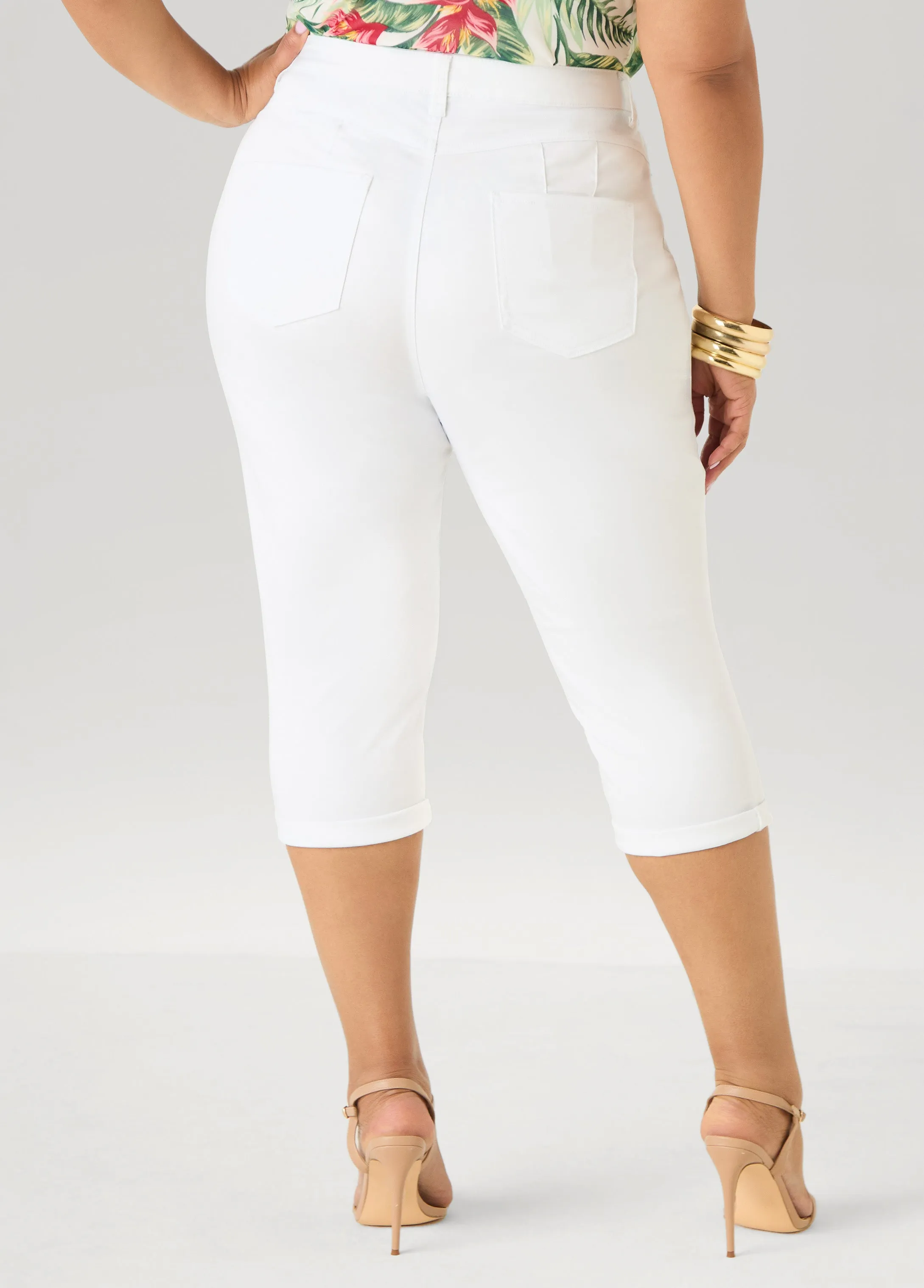 Cuffed Denim Capris sold by Ashley Stewart product image thumbnail 5