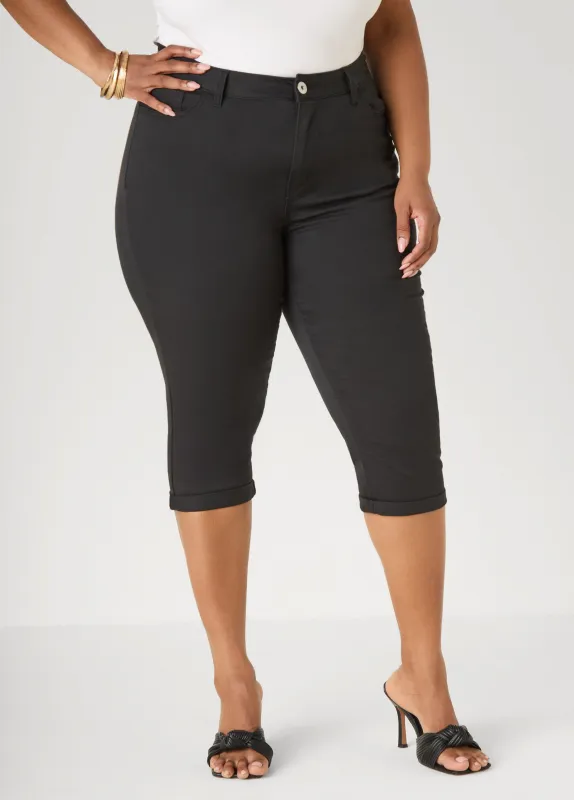 Cuffed Denim Capris made by Ashley Stewart