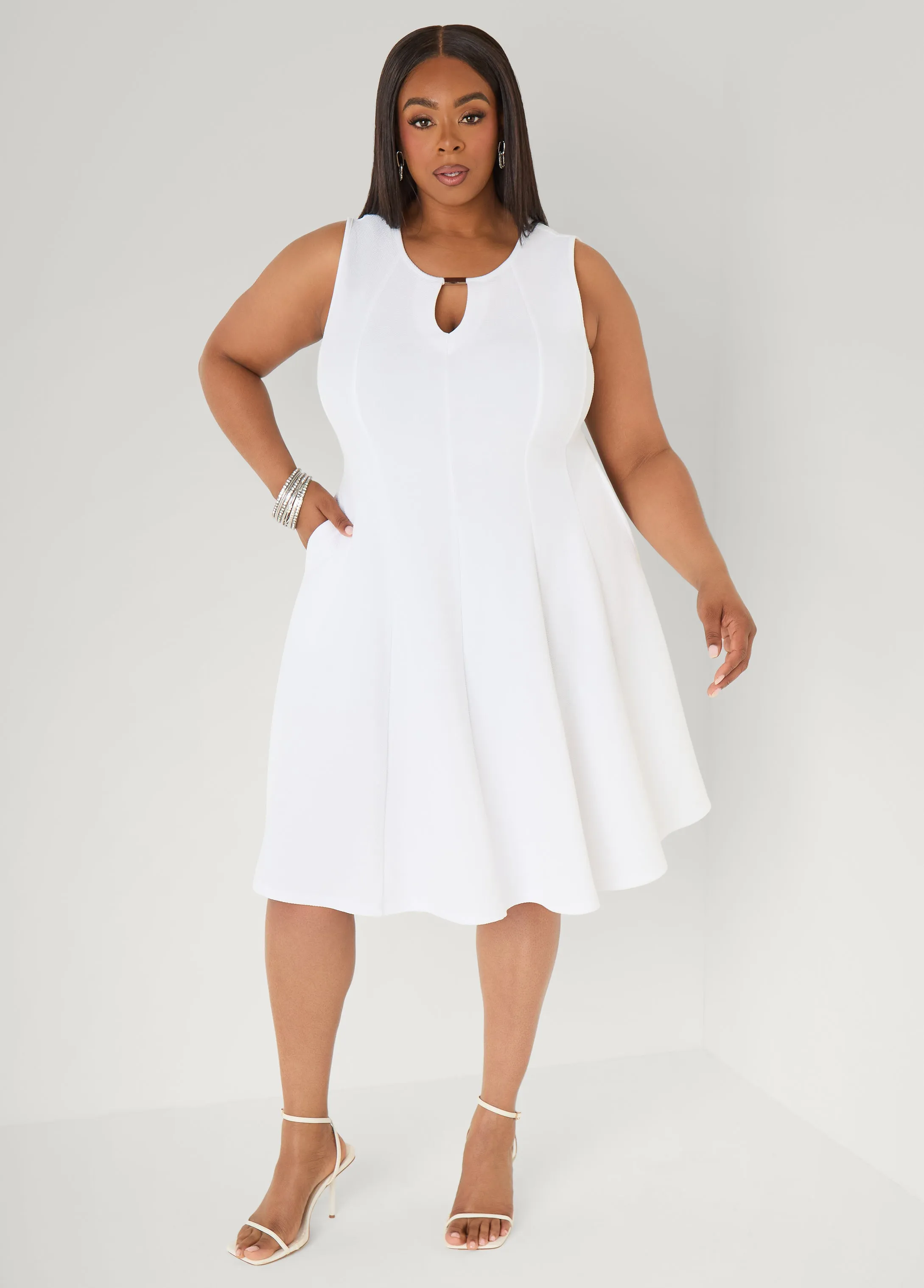 Textured A Line Dress sold by Ashley Stewart product image thumbnail 5