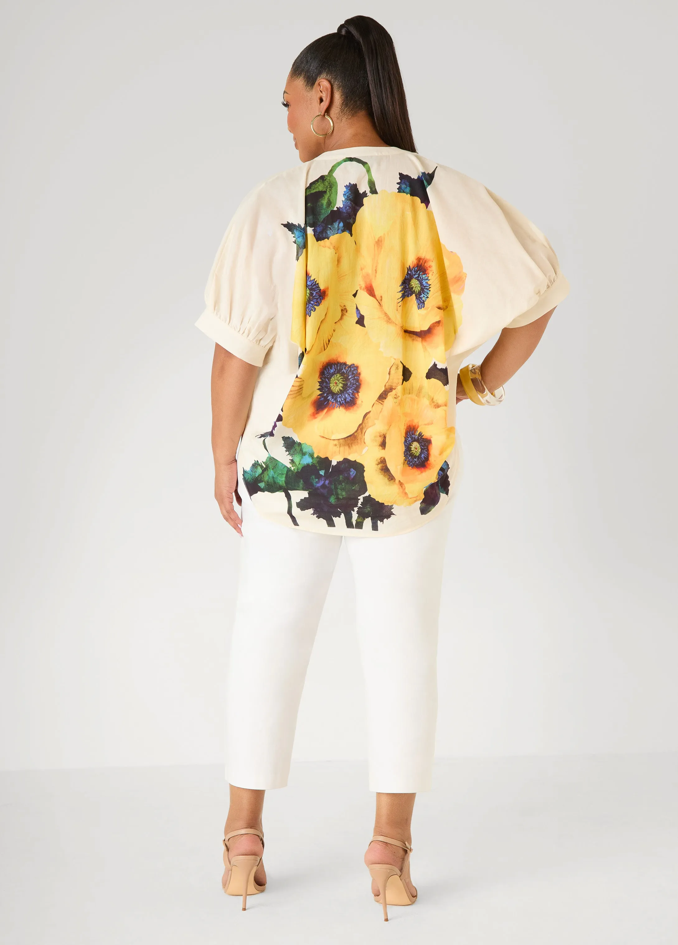 Floral Print Cotton Shirt sold by Ashley Stewart product image thumbnail 2