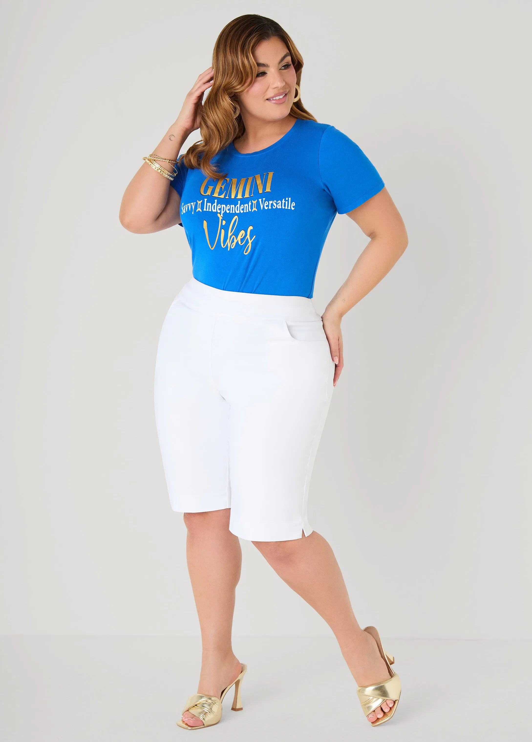 Gemini Vibes Metallic Graphic Tee sold by Ashley Stewart product image thumbnail 3