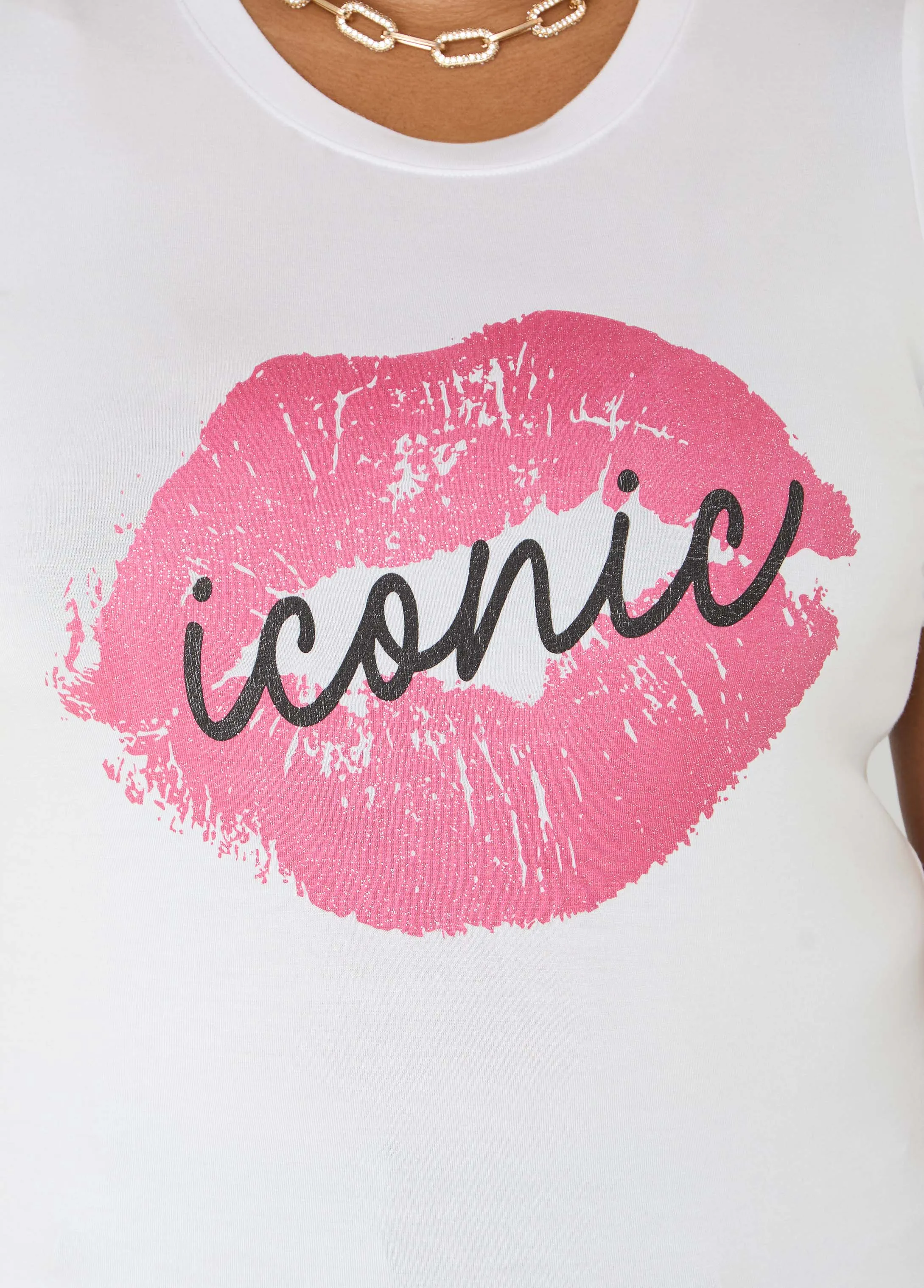 Iconic Glittered Graphic Tee sold by Ashley Stewart product image thumbnail 4