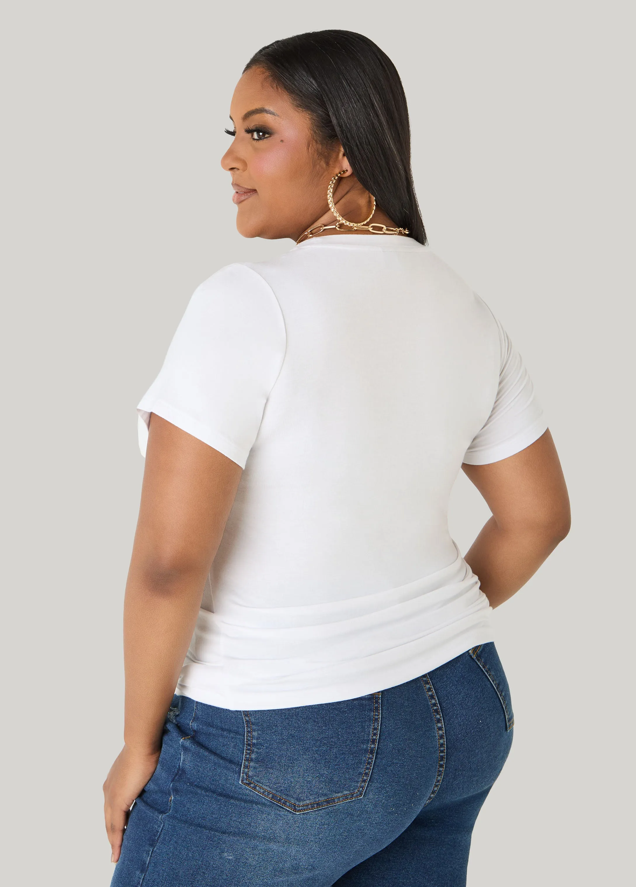 Iconic Glittered Graphic Tee sold by Ashley Stewart product image thumbnail 2