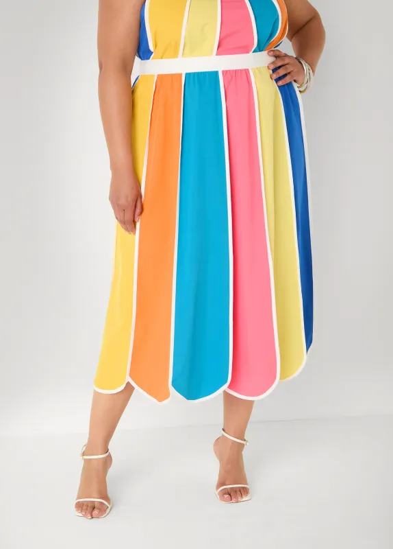 Paneled Striped Midi Skirt made by Ashley Stewart