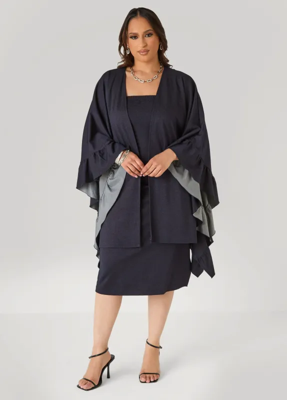Ruffle Trimmed Denim Kimono made by Ashley Stewart