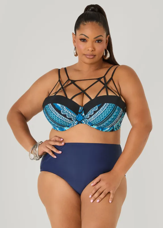 Caged Printed Bikini Top made by Ashley Stewart