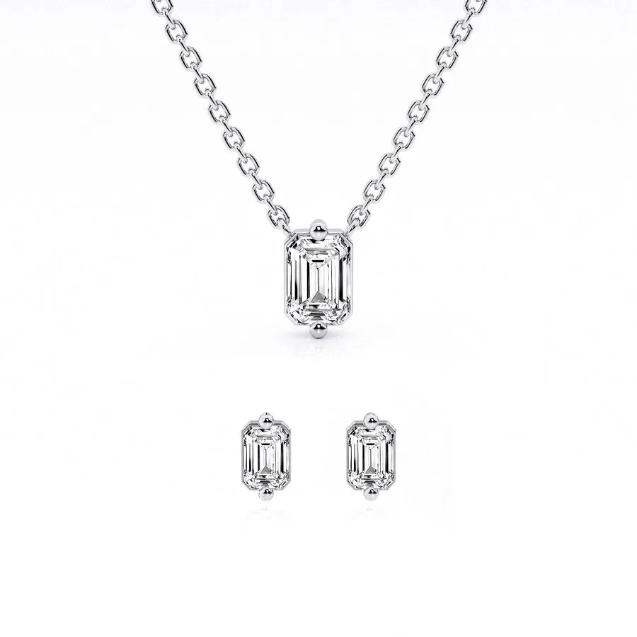 0.50 Carat Lab Grown Emerald Cut Diamond Necklace Set In Sterling Silver sold by Ashley Stewart