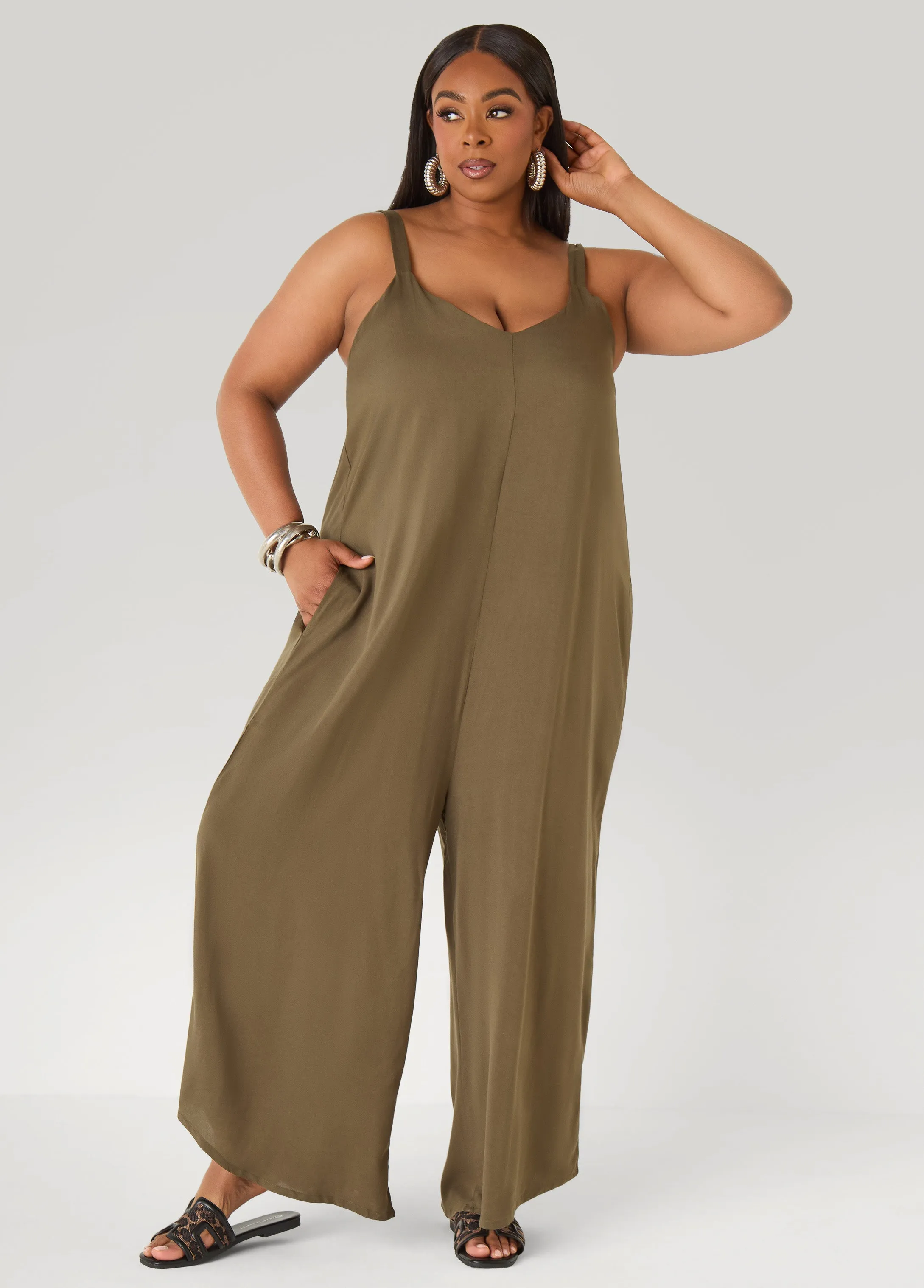 Woven Wide Leg Jumpsuit sold by Ashley Stewart product image thumbnail 4