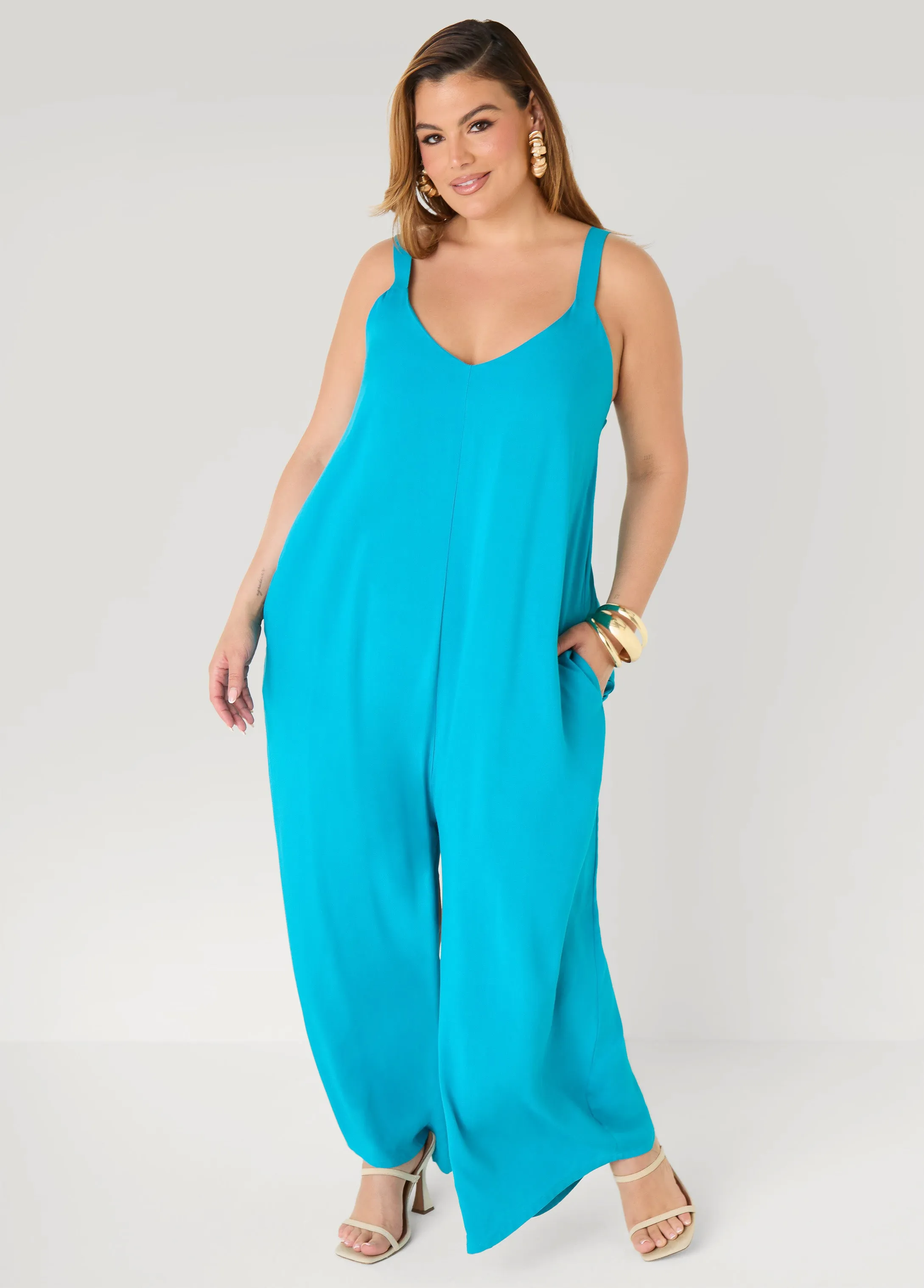 Woven Wide Leg Jumpsuit sold by Ashley Stewart product image thumbnail 3