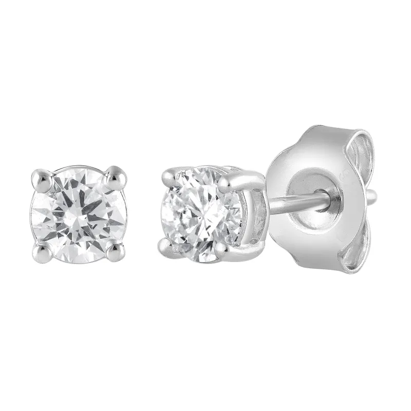Lab Grown Round Cut Diamond Stud Earrings made by Ashley Stewart