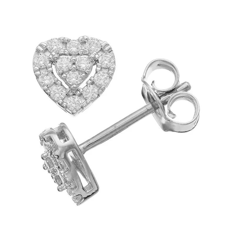0.25 Carat Lab Grown Halo Diamond Heart Stud Earrings made by Ashley Stewart