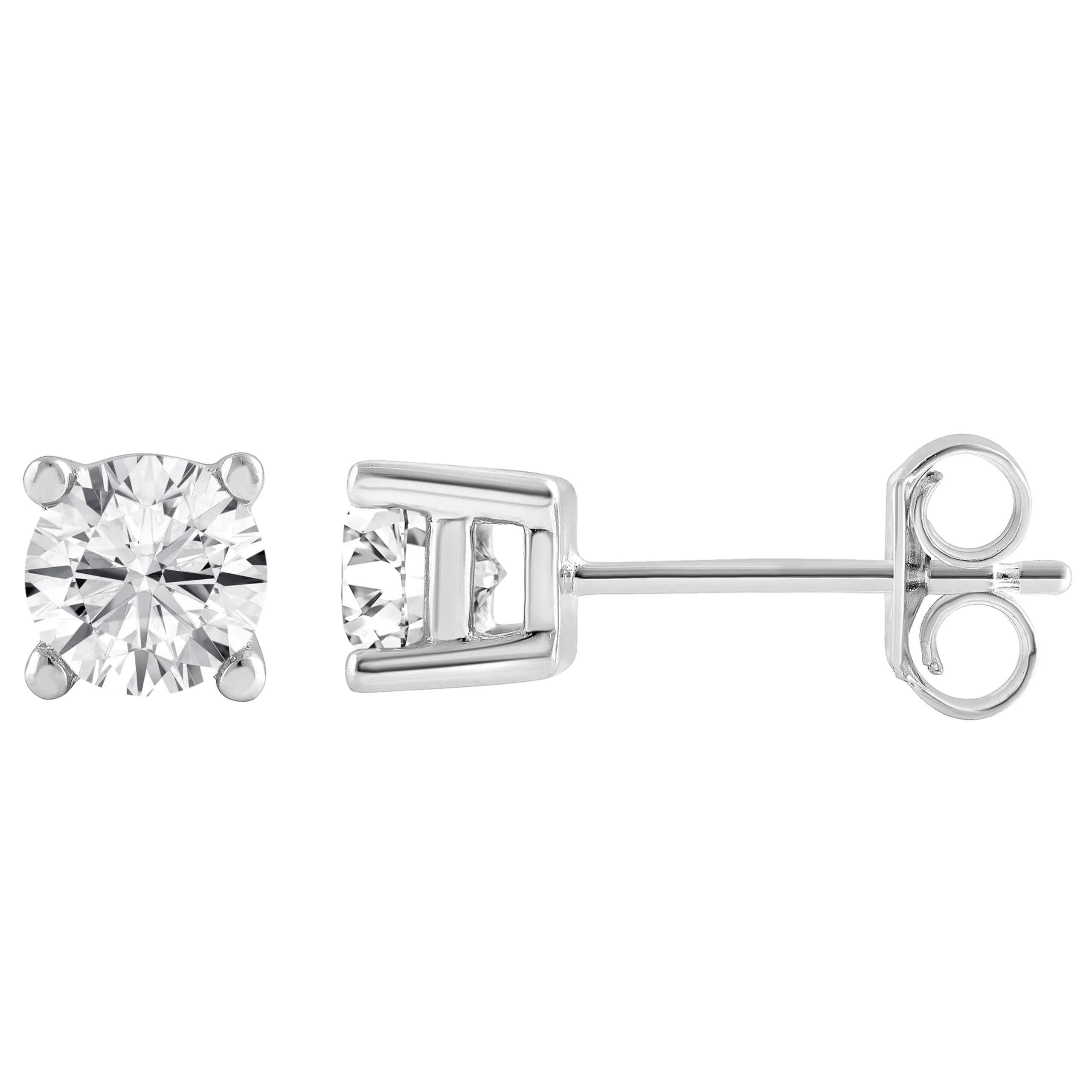 Lab Grown Sterling Silver And Yellow Gold Plated Silver Diamond Stud Earrings sold by Ashley Stewart product image thumbnail 2