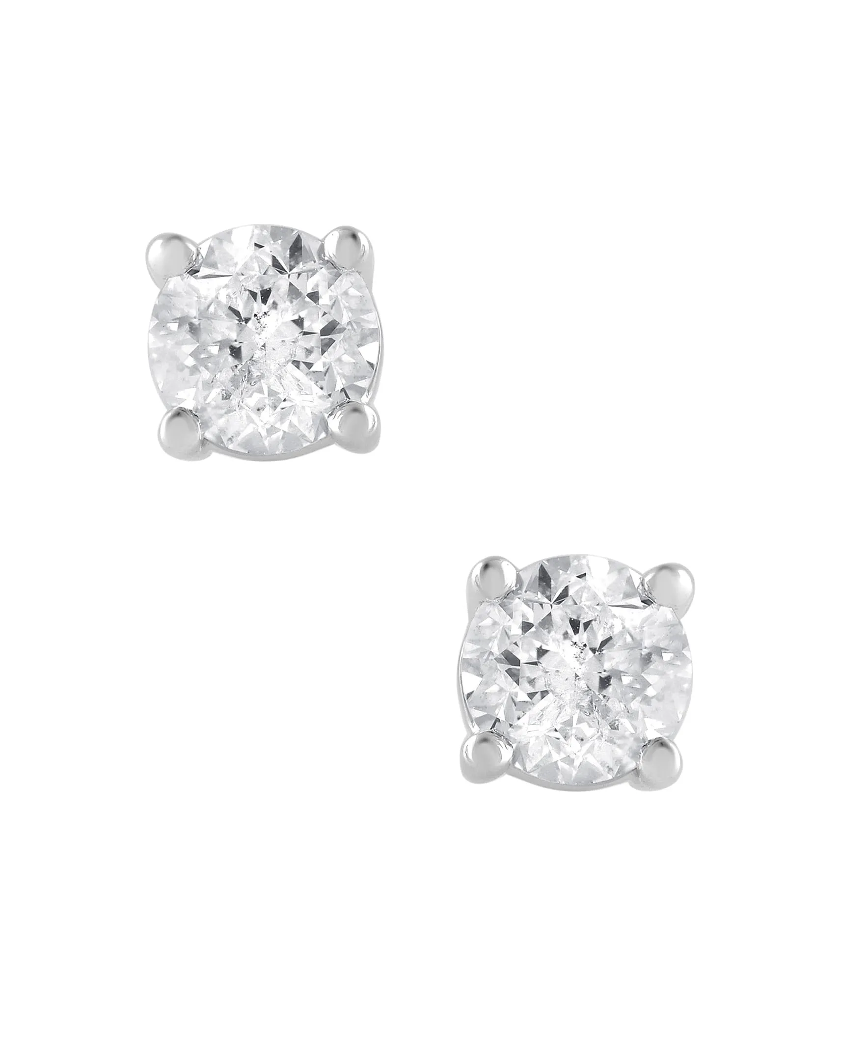 Lab Grown Sterling Silver And Yellow Gold Plated Silver Diamond Stud Earrings sold by Ashley Stewart product image thumbnail 4