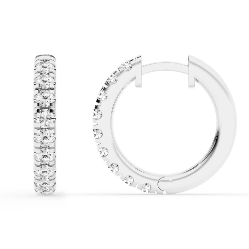 1 Carat Round Lab Grown Diamond Hoop Earrings In Sterling Silver made by Ashley Stewart