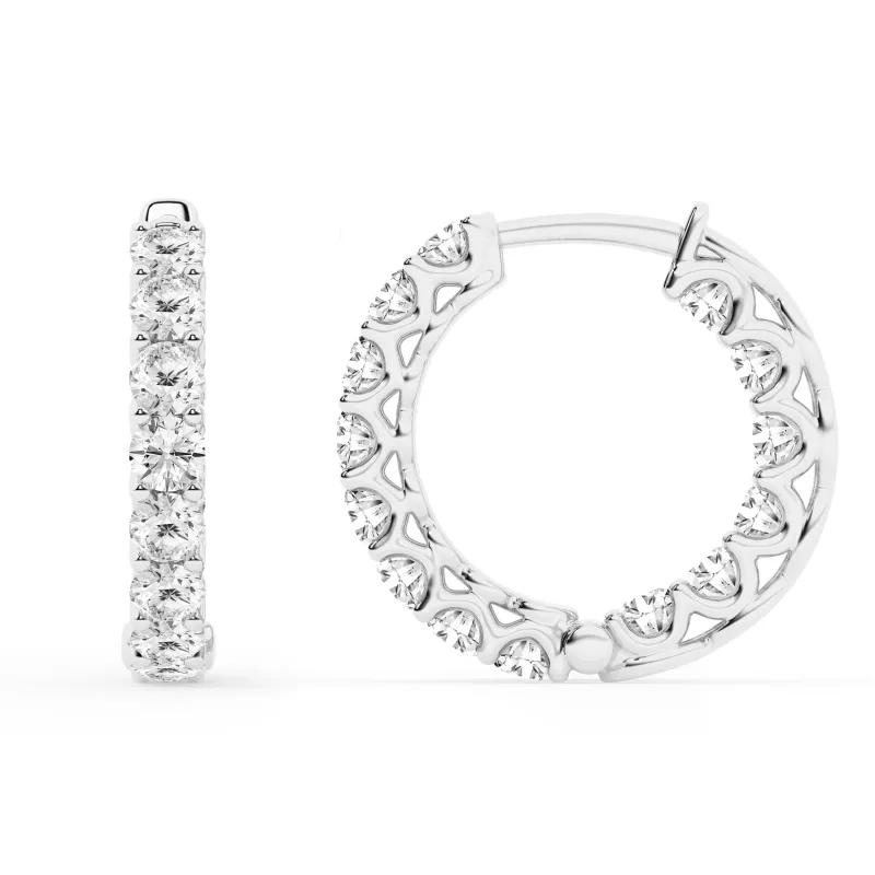 2 Carat Lab Grown Round Inside Out Diamond Hoop Earrings In Sterling Silver made by Ashley Stewart
