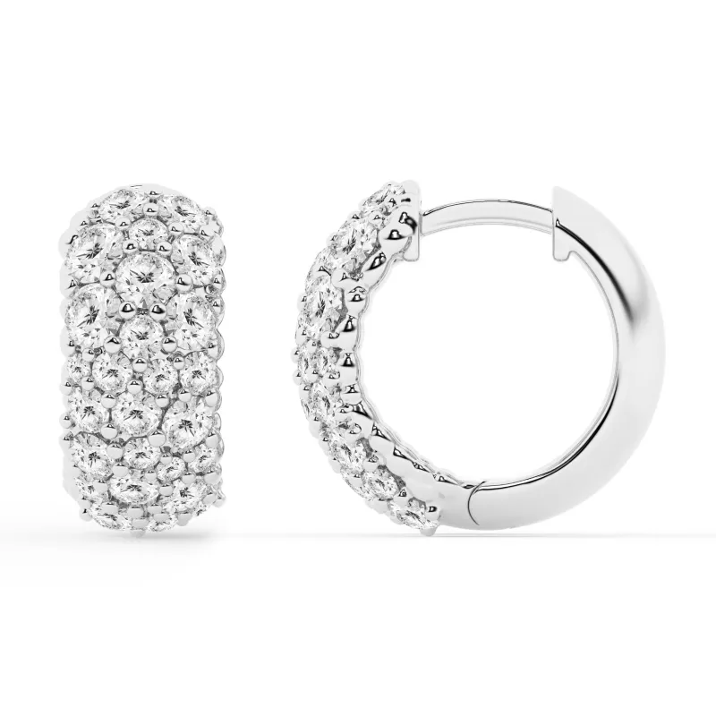 2 Carat Round Lab Grown Cluster Diamond Hoop Earrings In Sterling Silver made by Ashley Stewart
