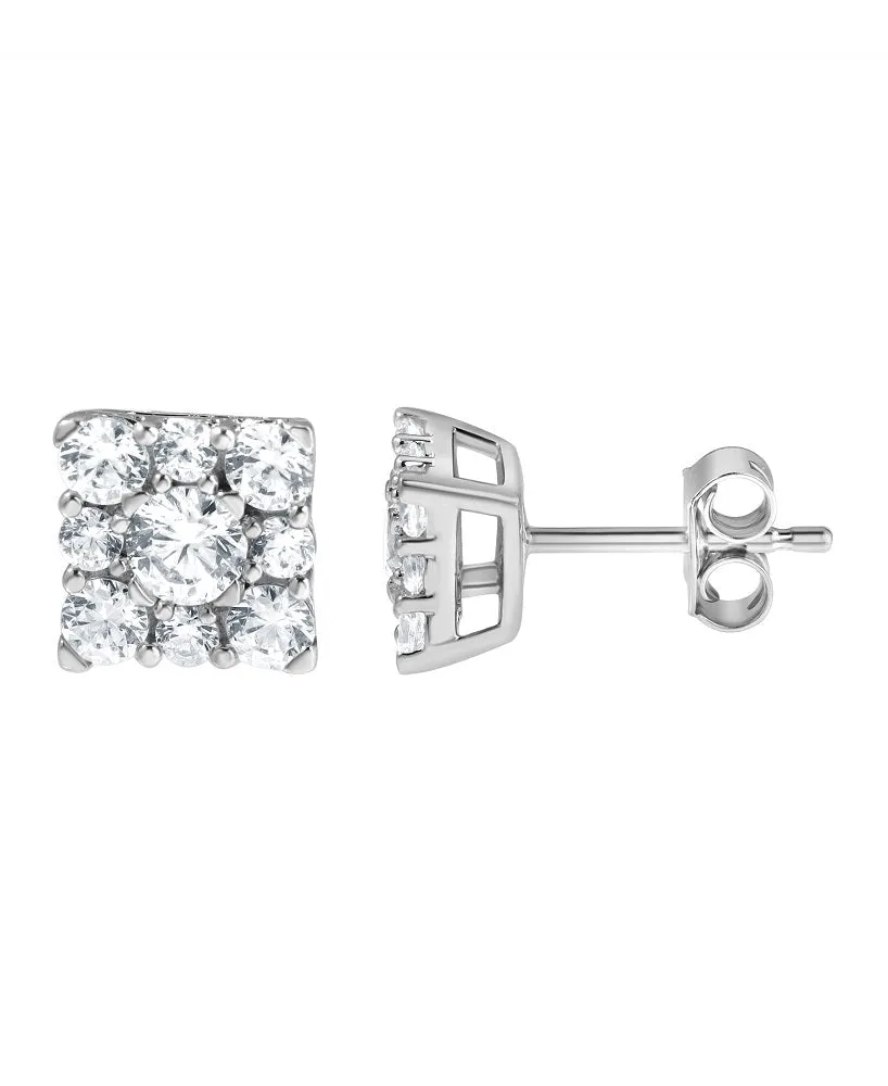 Lab Grown Round Diamond Stud Earrings In Sterling Silver sold by Ashley Stewart