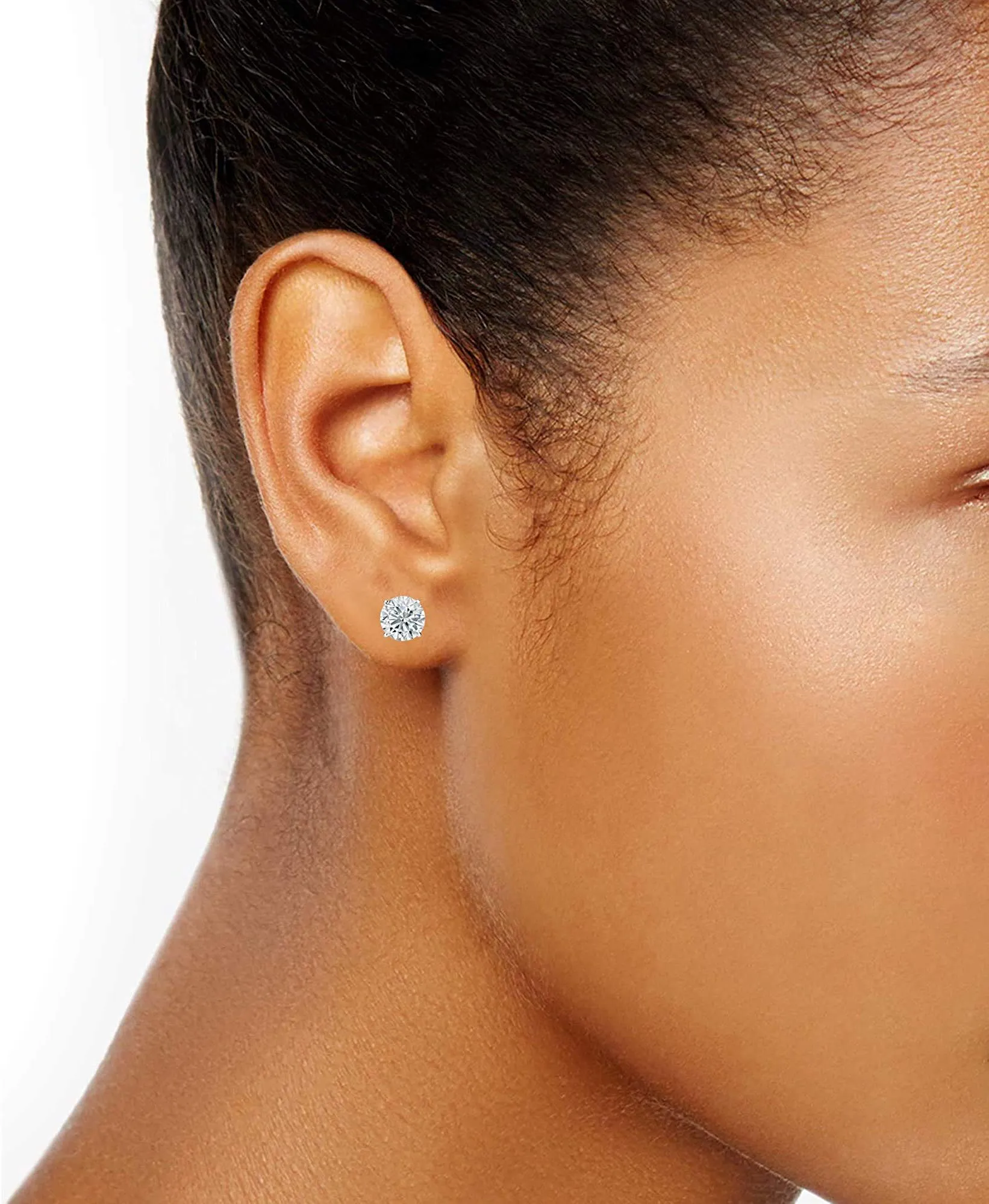 Round Cut Lab Grown Diamond Stud Earrings sold by Ashley Stewart product image thumbnail 5