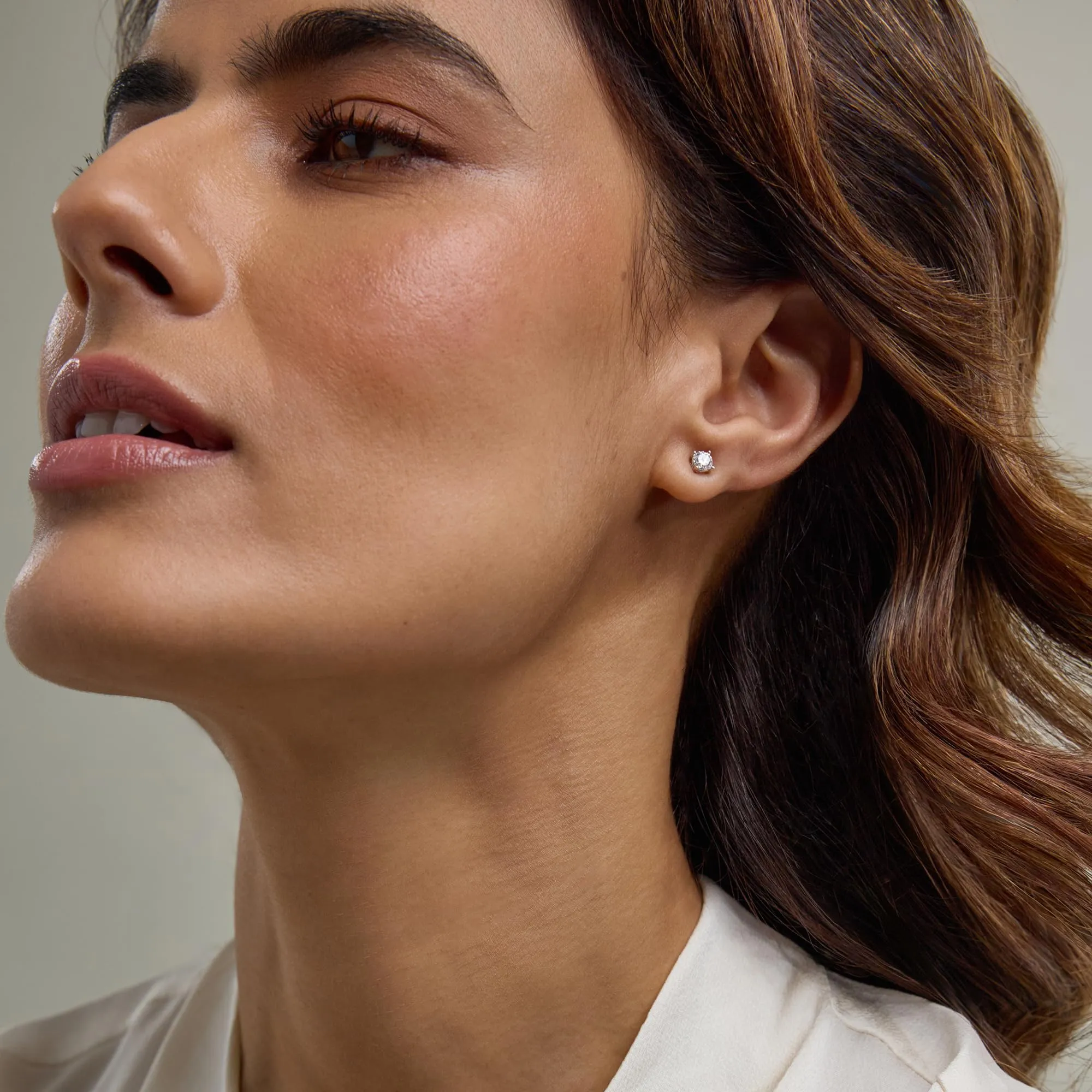 Round Cut Lab Grown Diamond Stud Earrings sold by Ashley Stewart product image thumbnail 3