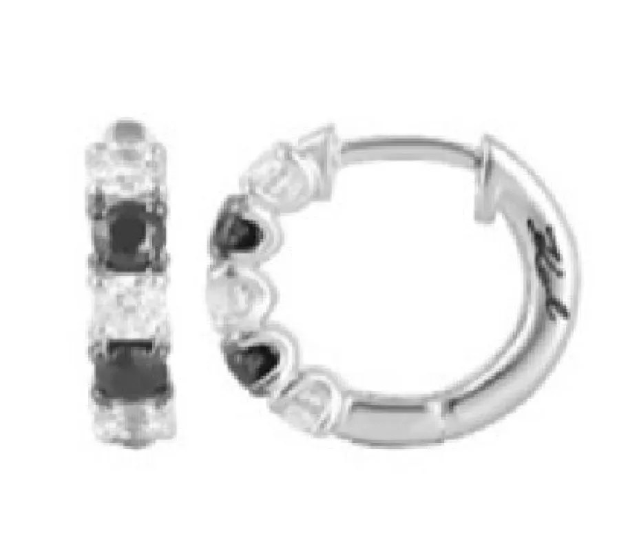 Lab Grown Diamond Huggie Hoop In Sterling Silver made by Ashley Stewart