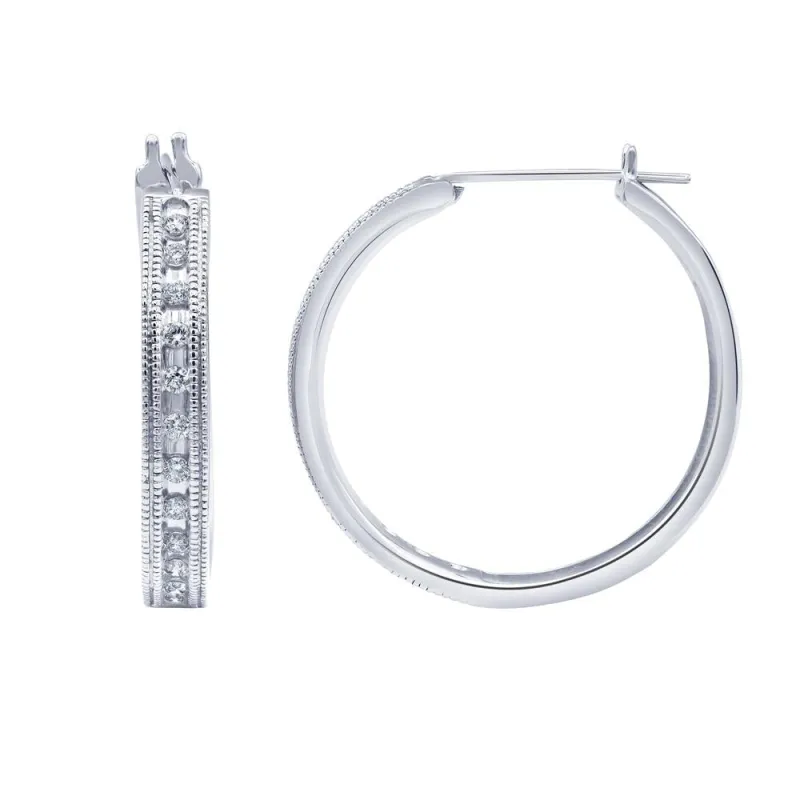 0.50 Carat Sterling Silver Lab Grown Single Row Diamond Hoop Earrings made by Ashley Stewart