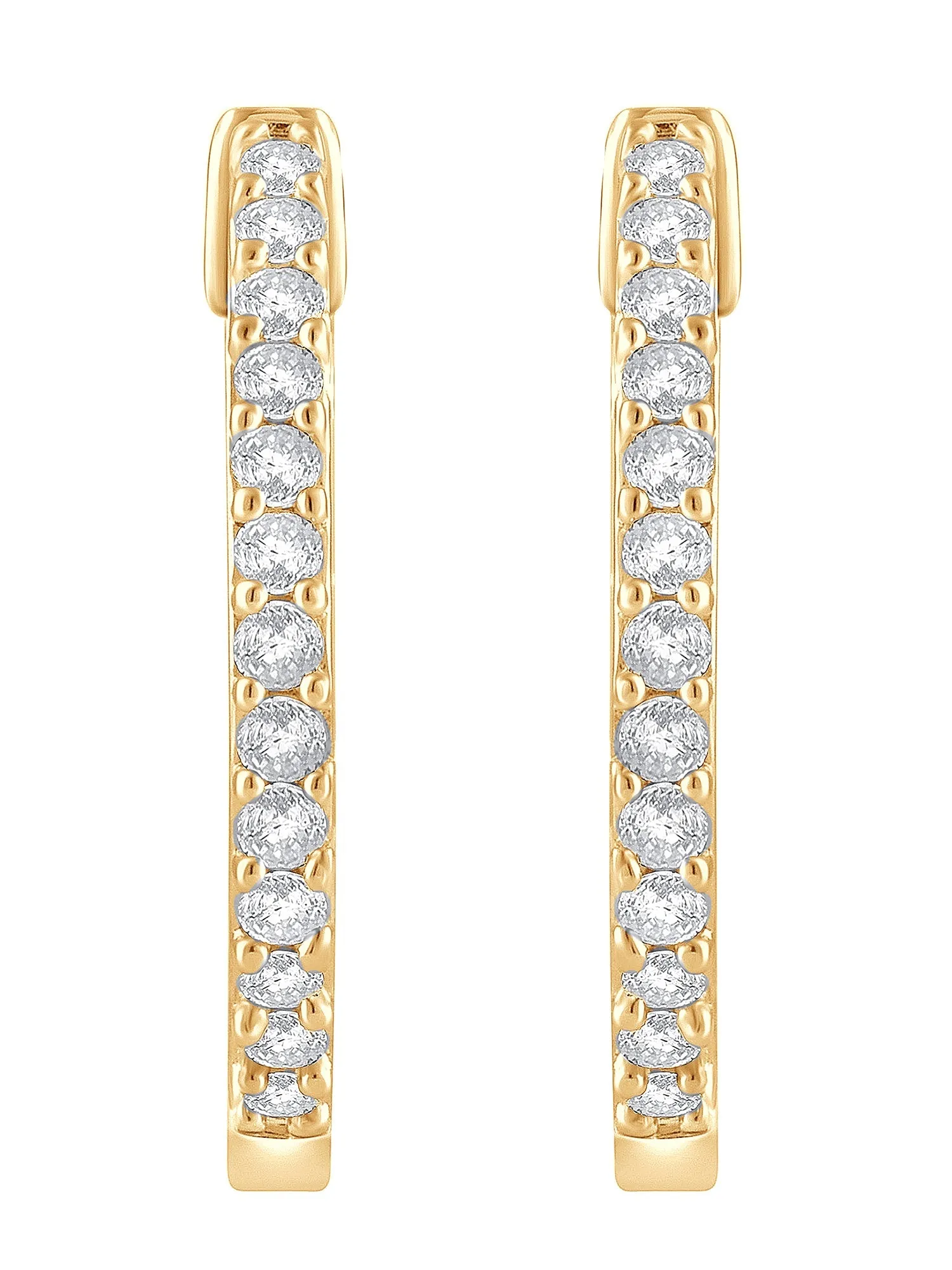 Lab Grown Diamond Huggie Hinged Hoop Earrings sold by Ashley Stewart product image thumbnail 4