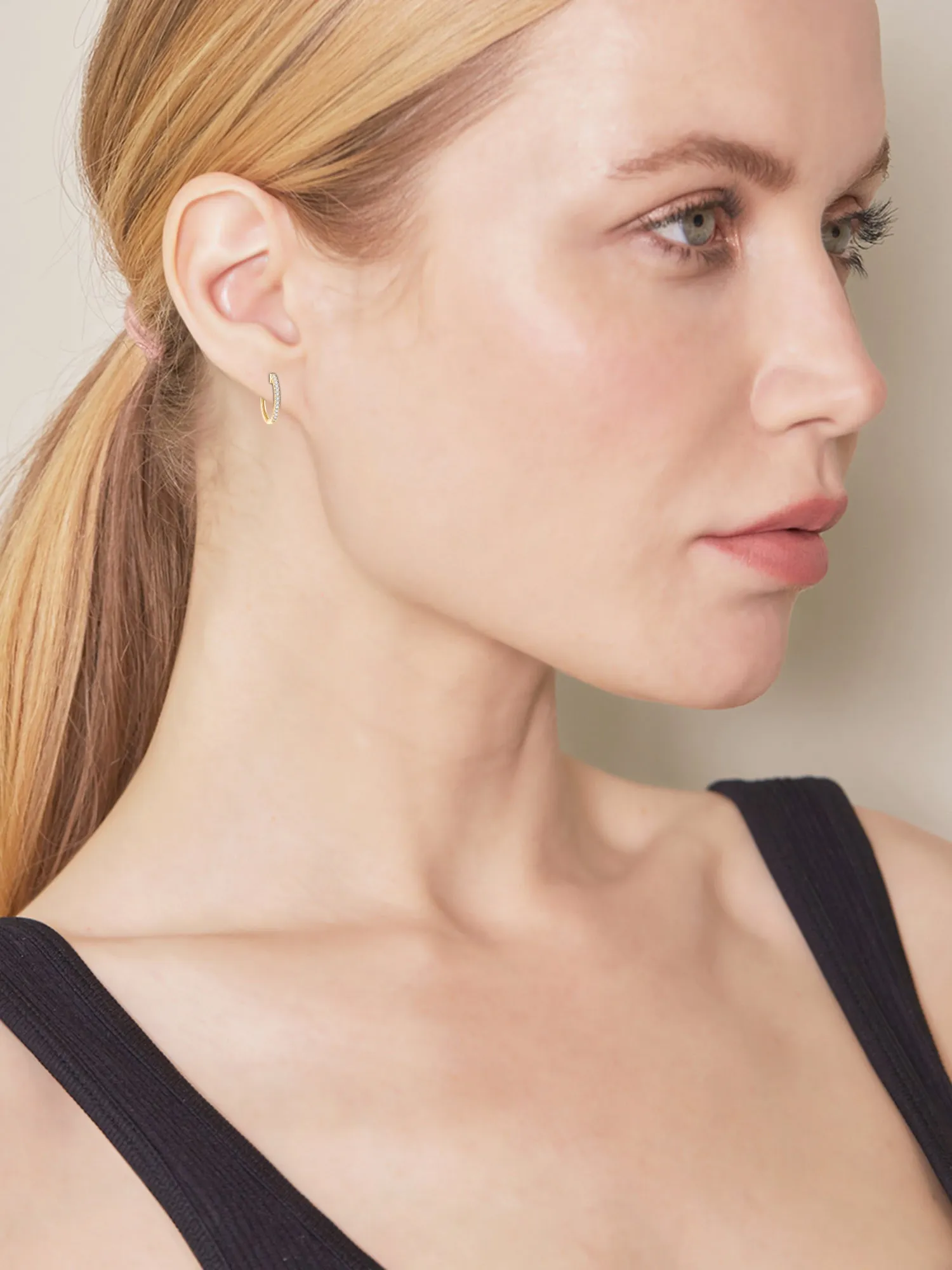 Lab Grown Diamond Huggie Hinged Hoop Earrings sold by Ashley Stewart product image thumbnail 5
