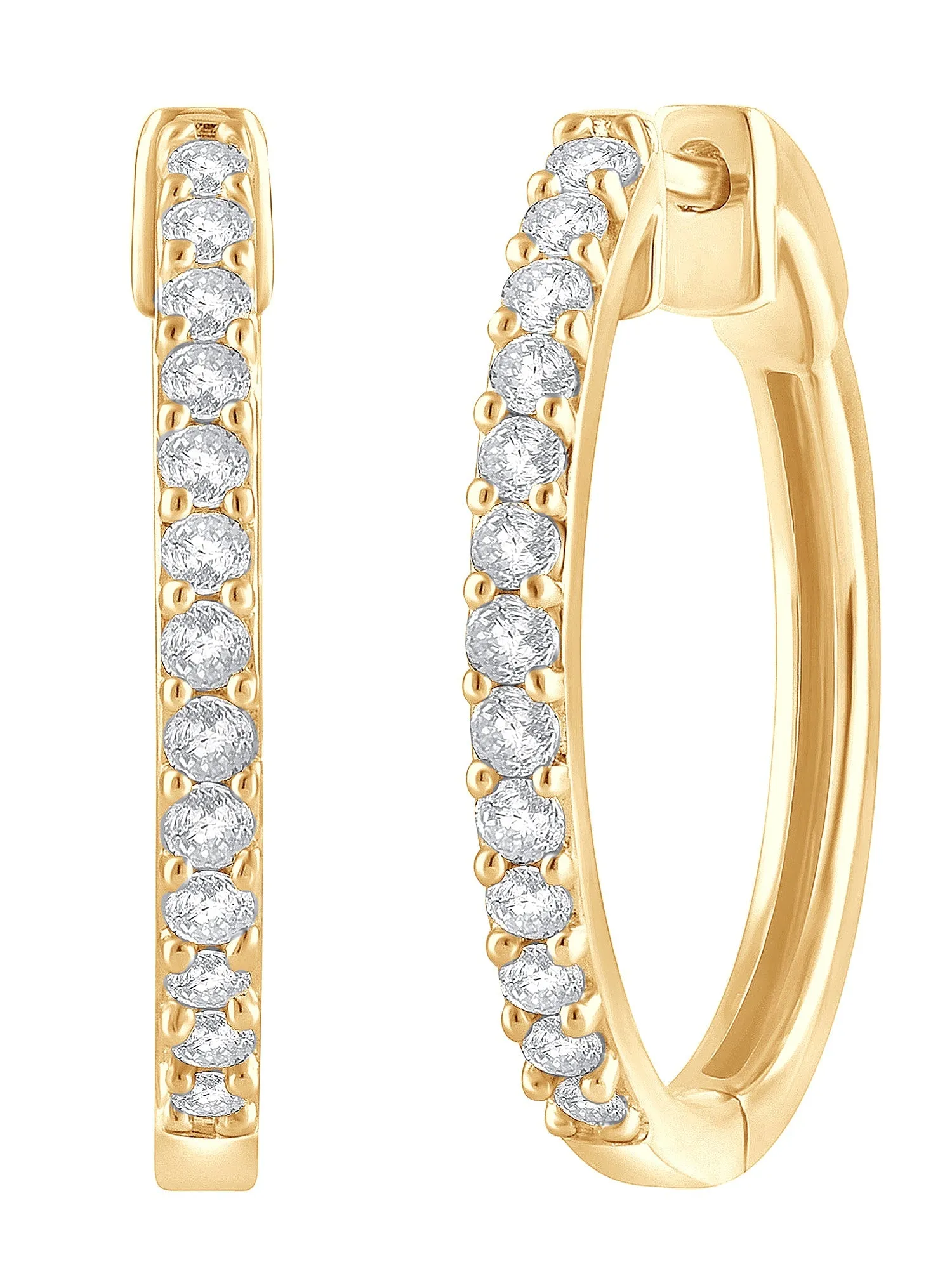 Lab Grown Diamond Huggie Hinged Hoop Earrings sold by Ashley Stewart product image thumbnail 2