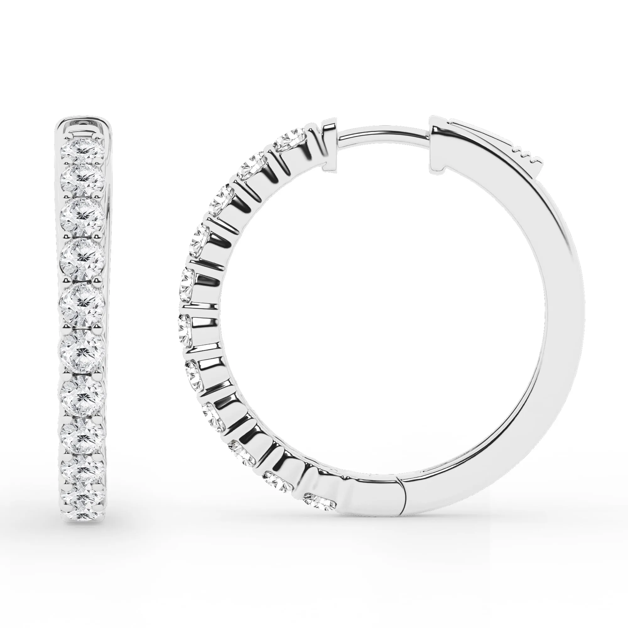 0.50 To 2 Carat Round Lab Diamond Single Row Hoop Earrings In Sterling Silver sold by Ashley Stewart product image thumbnail 3