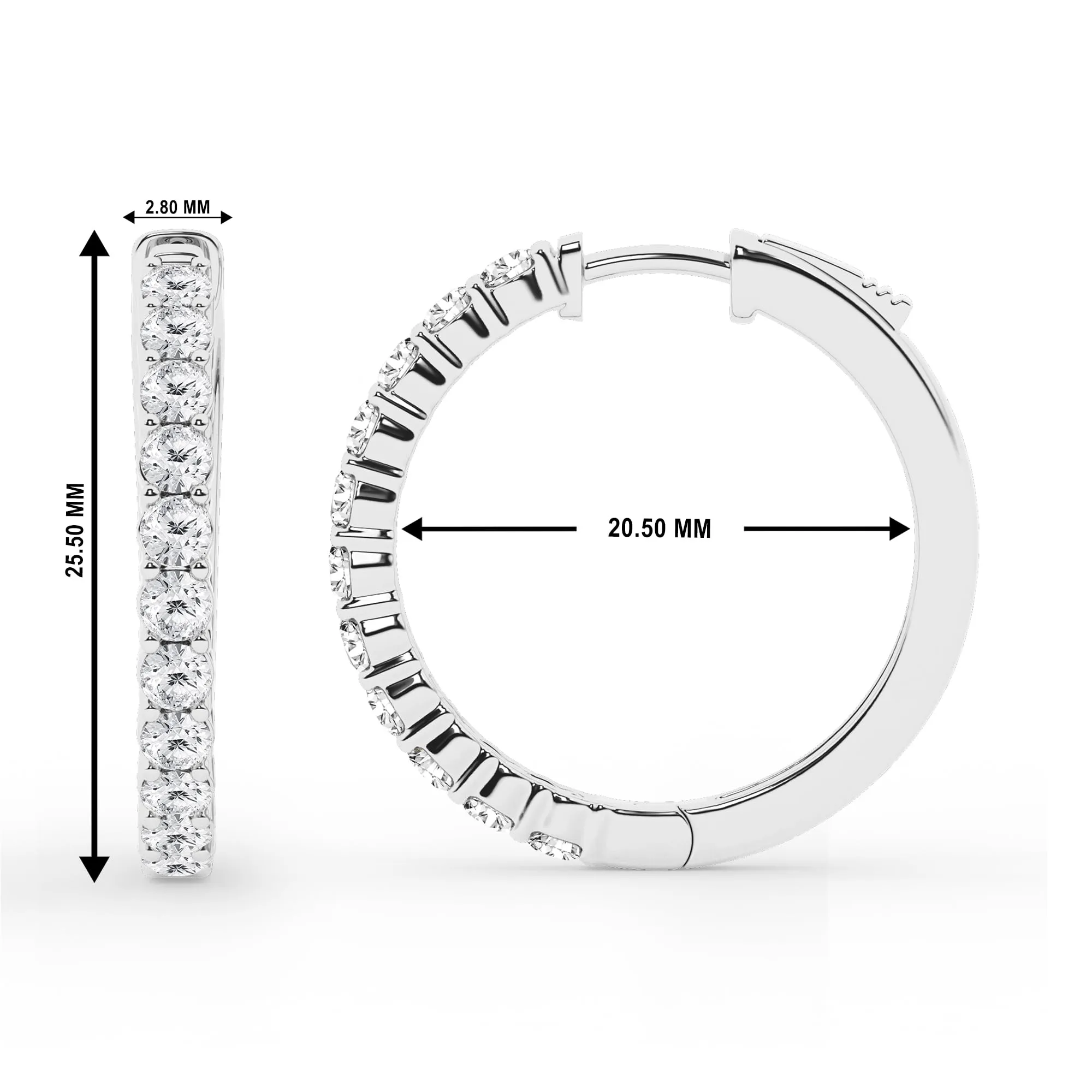 0.50 To 2 Carat Round Lab Diamond Single Row Hoop Earrings In Sterling Silver sold by Ashley Stewart product image thumbnail 4