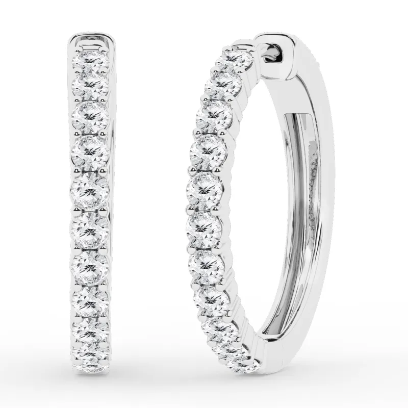 0.50 To 2 Carat Round Lab Diamond Single Row Hoop Earrings In Sterling Silver made by Ashley Stewart
