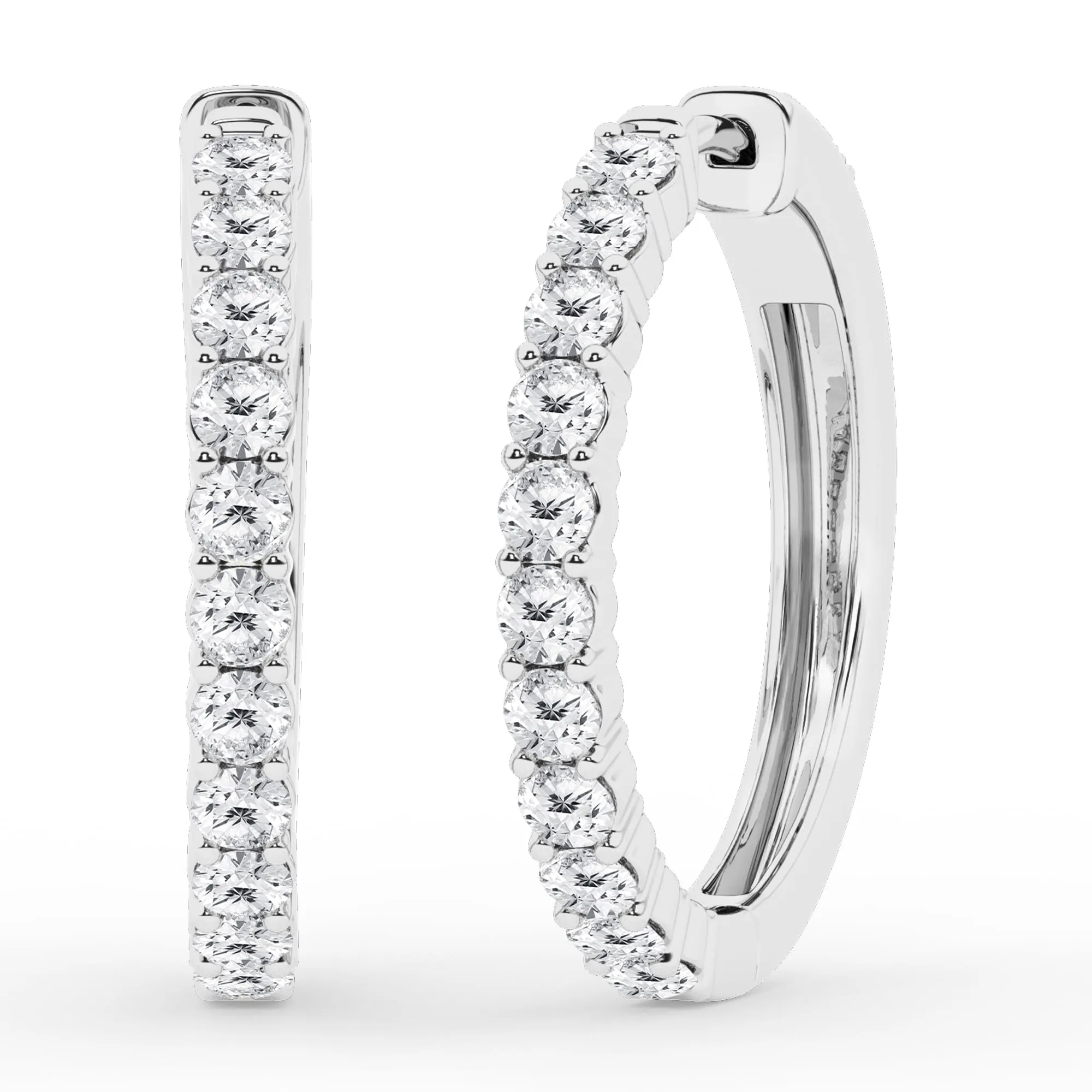 0.50 To 2 Carat Round Lab Diamond Single Row Hoop Earrings In Sterling Silver sold by Ashley Stewart
