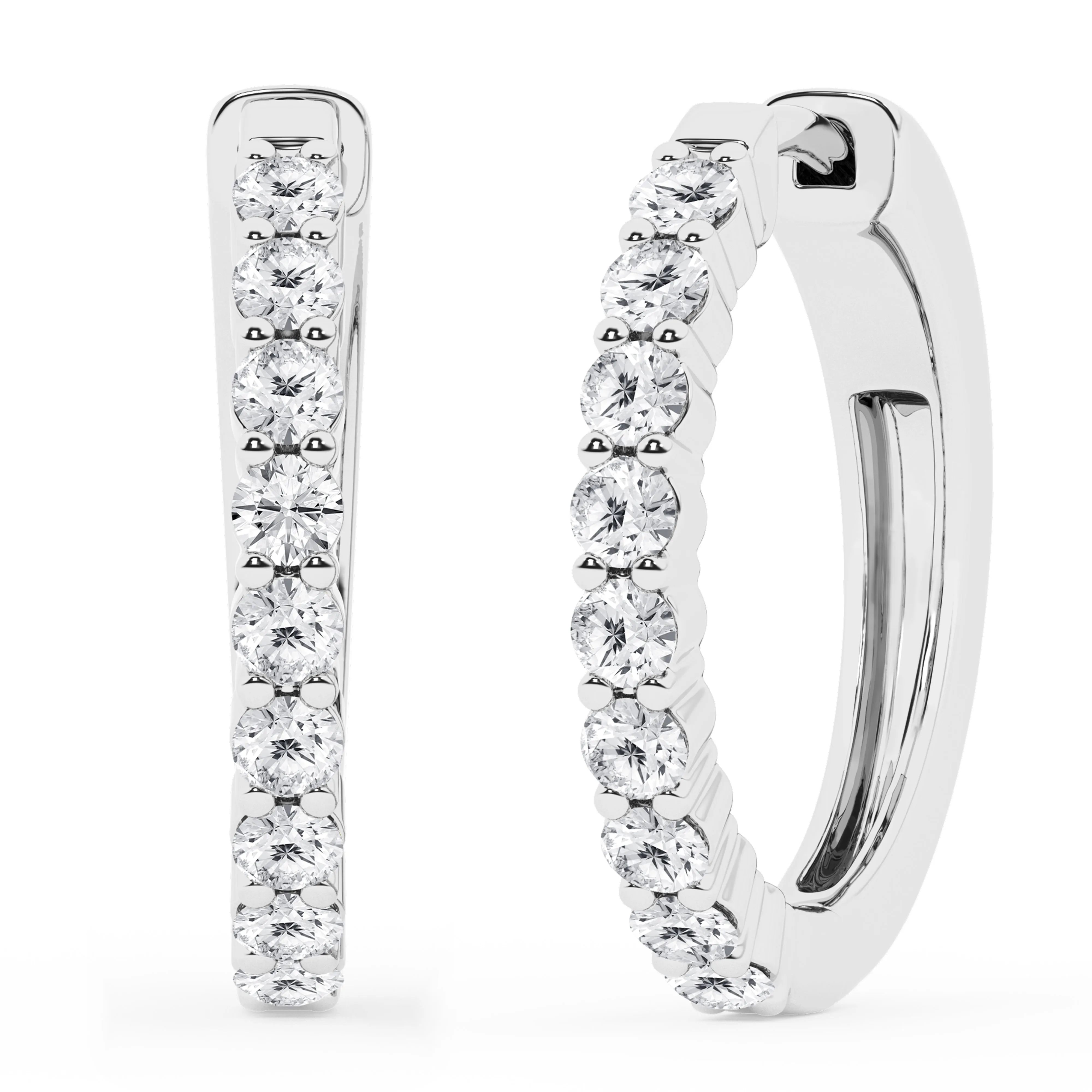 0.50 To 2 Carat Round Lab Diamond Single Row Hoop Earrings In Sterling Silver sold by Ashley Stewart product image thumbnail 5