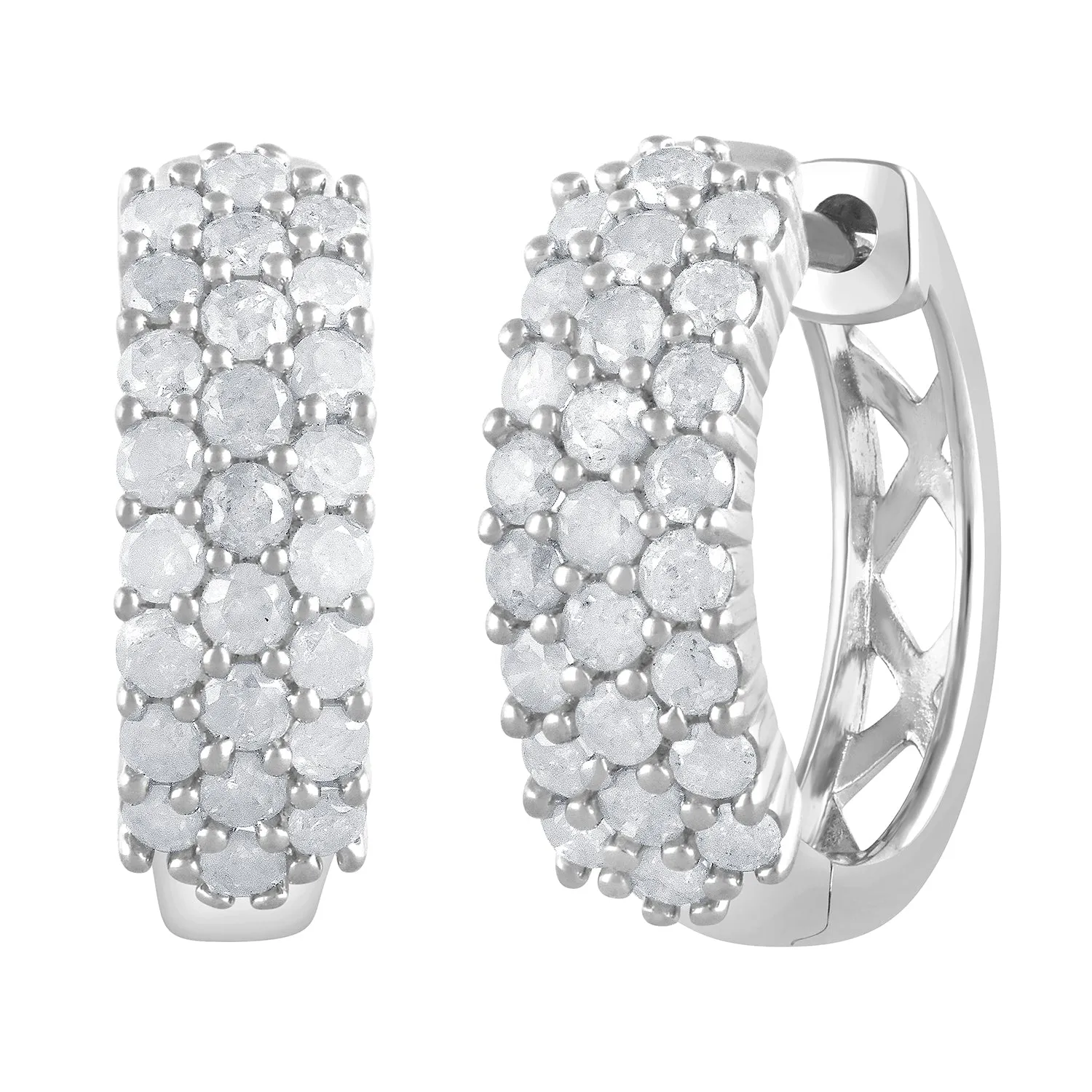 0.50 Carat Lab Grown Cluster Diamond Hinged Hoop Earrings sold by Ashley Stewart product image thumbnail 3