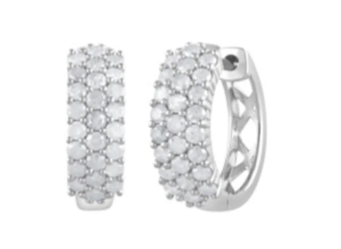 0.50 Carat Lab Grown Cluster Diamond Hinged Hoop Earrings made by Ashley Stewart