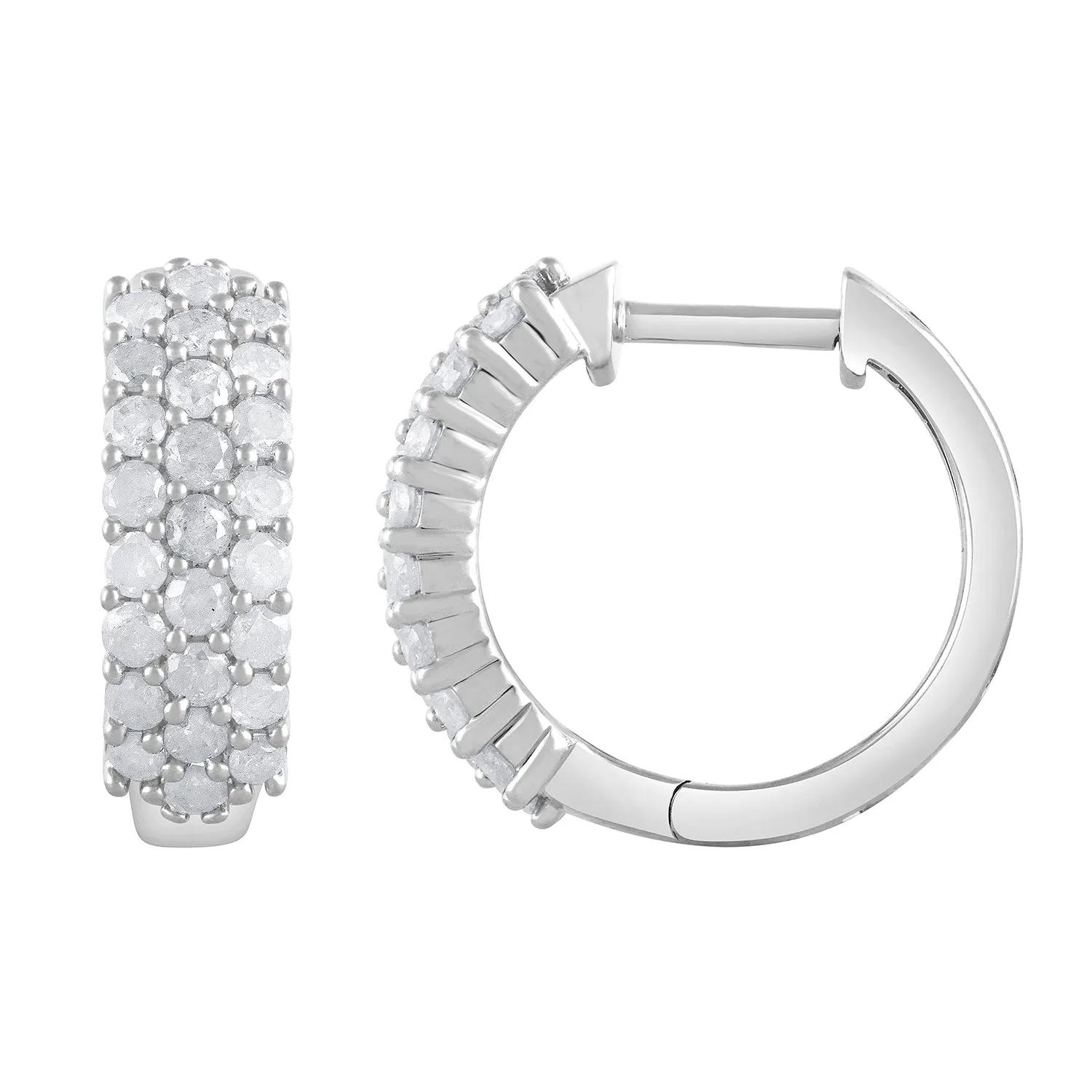 0.50 Carat Lab Grown Cluster Diamond Hinged Hoop Earrings sold by Ashley Stewart product image thumbnail 2