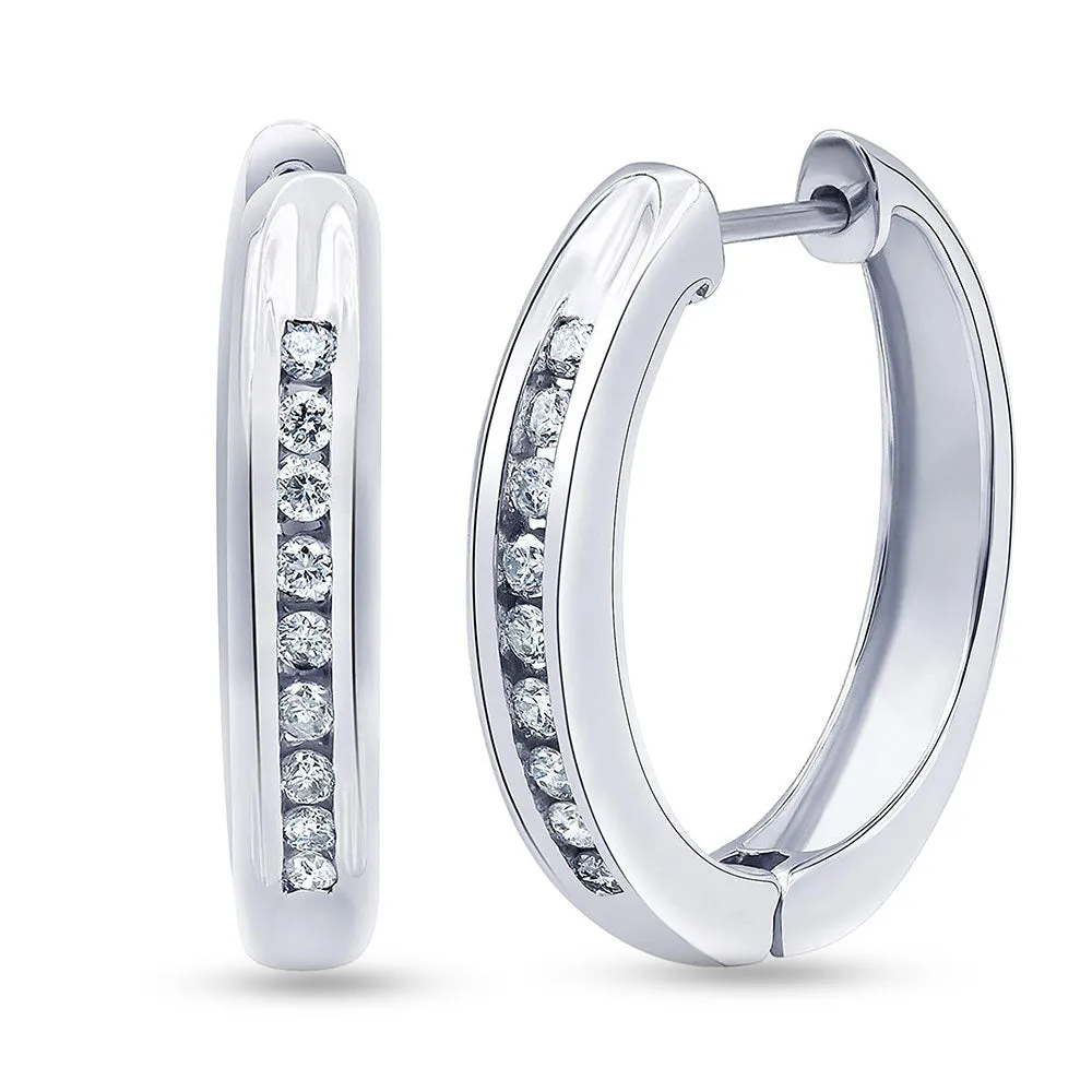 0.25 Carat Single Row Lab Grown Diamond Hoop Earrings in Sterling Silver sold by Ashley Stewart product image thumbnail 3