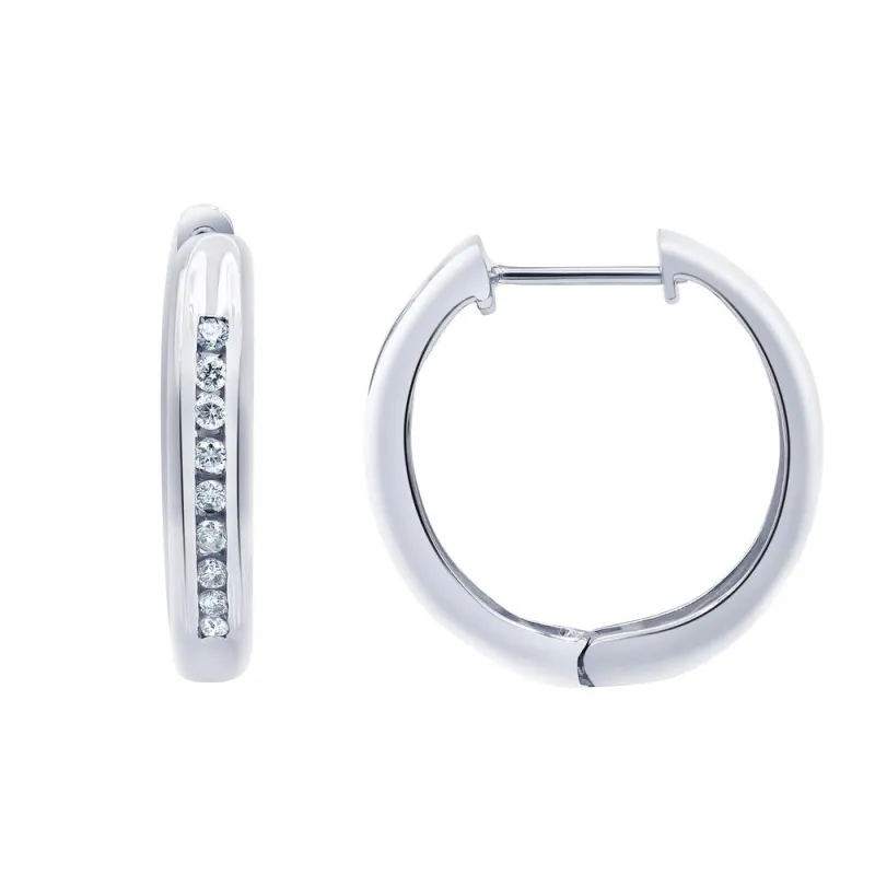 0.25 Carat Single Row Lab Grown Diamond Hoop Earrings in Sterling Silver made by Ashley Stewart
