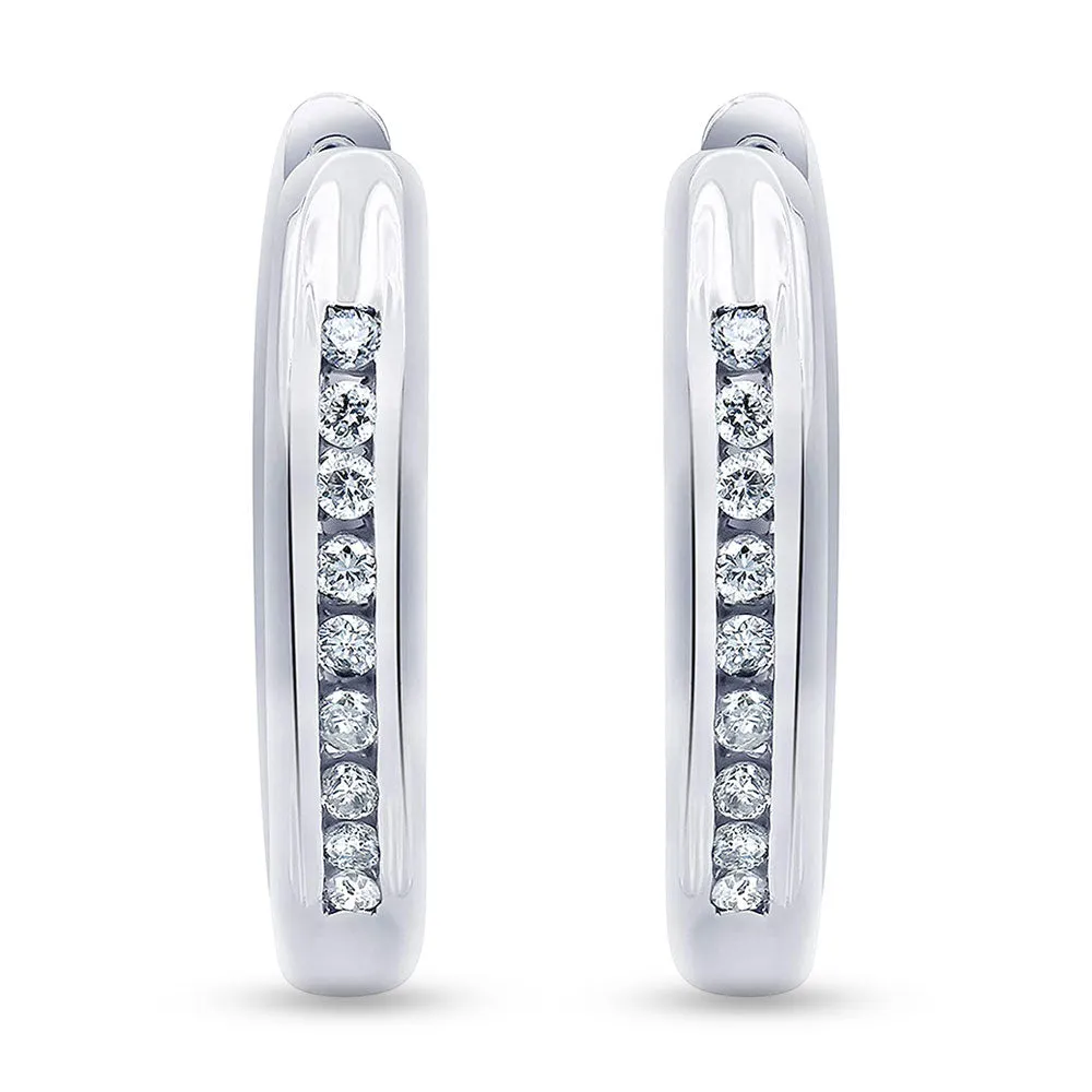 0.25 Carat Single Row Lab Grown Diamond Hoop Earrings in Sterling Silver sold by Ashley Stewart product image thumbnail 2