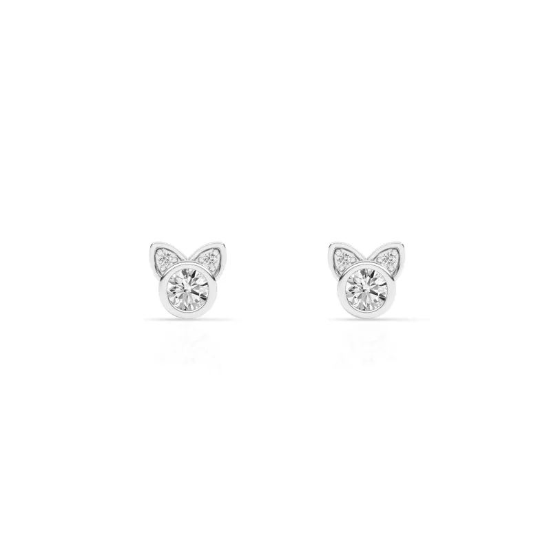 Cat Shaped Lab Grown Diamond Stud Earrings made by Ashley Stewart