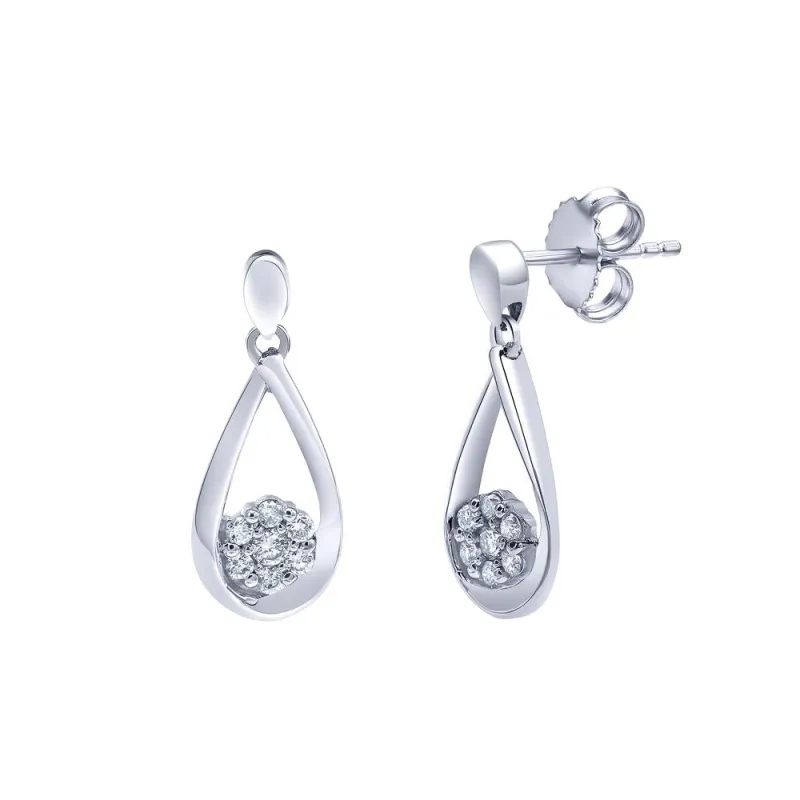 0.30 Carat Sterling Silver Lab Grown Diamond Dangle Drop Earrings Gift Box Set made by Ashley Stewart