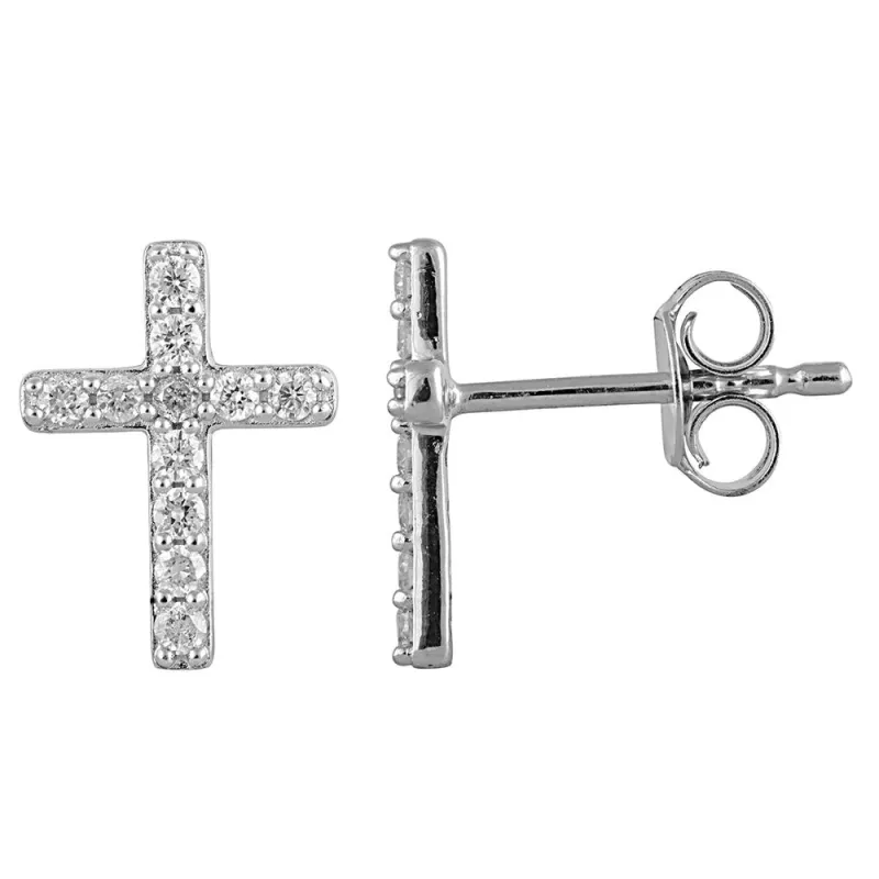 0.25 Carat Lab Grown Diamond Cross Stud Earrings made by Ashley Stewart