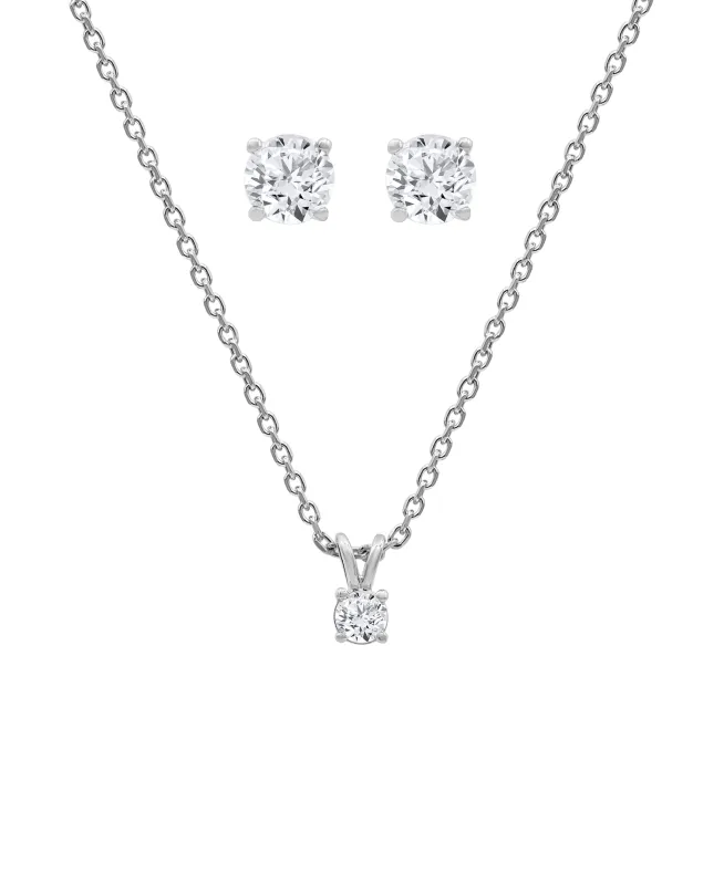 0.50 Carat Lab Grown Round Cut Solitaire Diamond Necklace Set made by Ashley Stewart