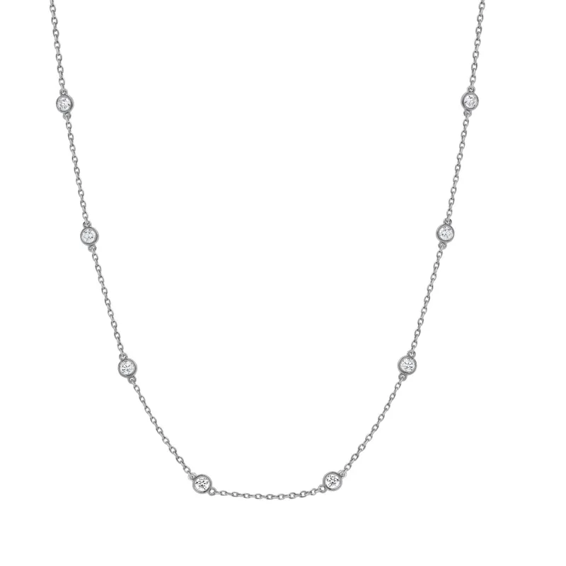 Lab Grown Diamond Station Necklace in Sterling Silver made by Ashley Stewart