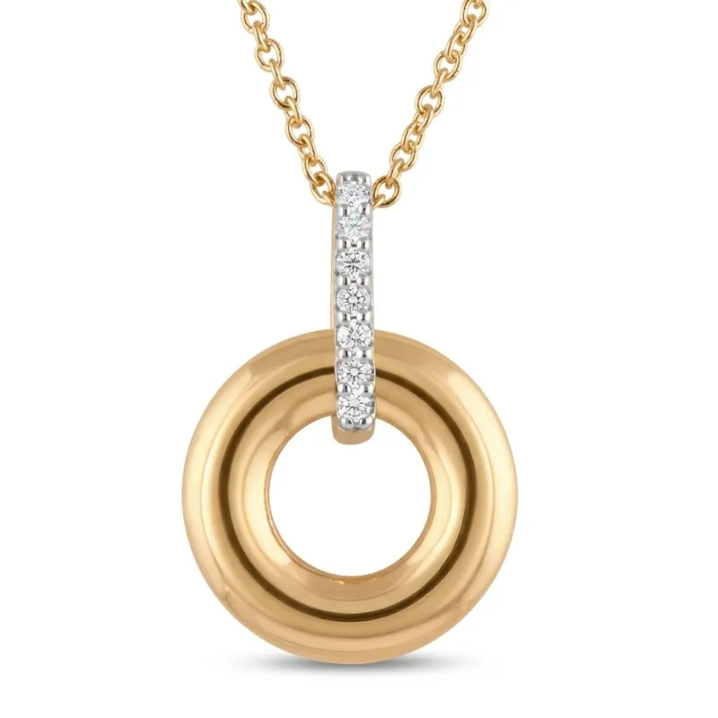 Lab Grown Diamond Circle Pendant Necklace In 14K Yellow Gold Plated Silver made by Ashley Stewart