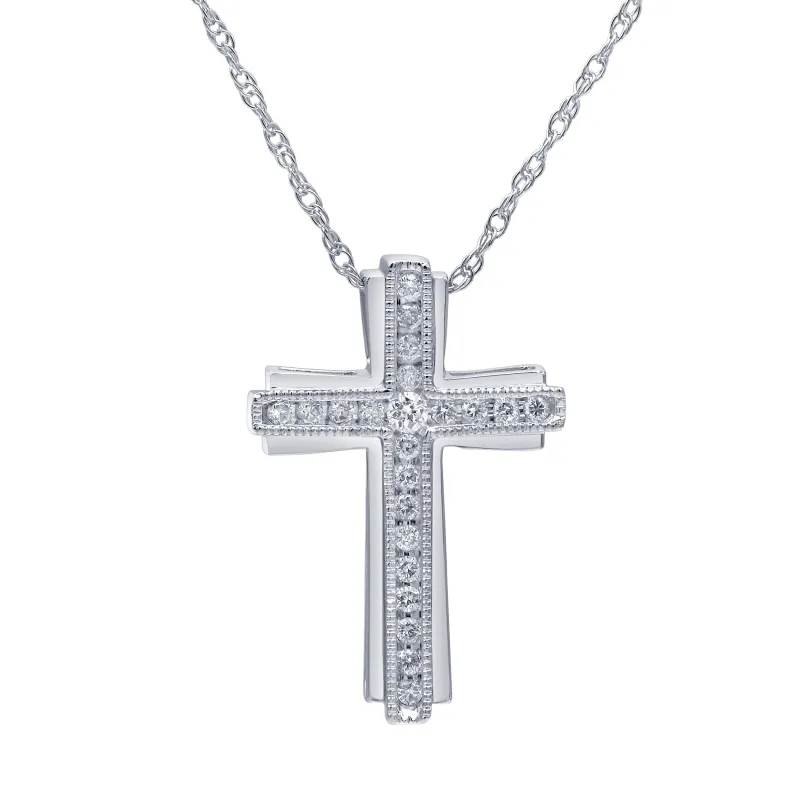 0.25 Carat Sterling Silver Lab Diamond Cross Necklace made by Ashley Stewart