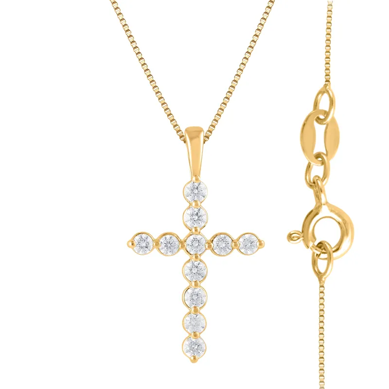 0.25 Carat Lab Grown Diamond Cross Pendant Necklace made by Ashley Stewart
