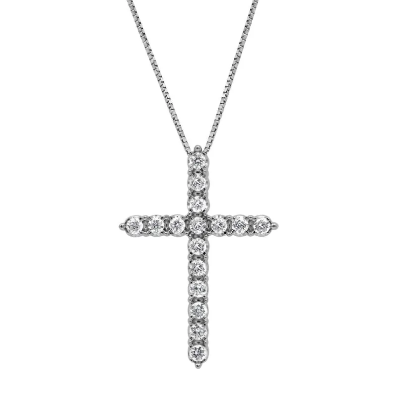 0.50 Carat Sterling Silver Lab Diamond Cross Pendant Necklace made by Ashley Stewart
